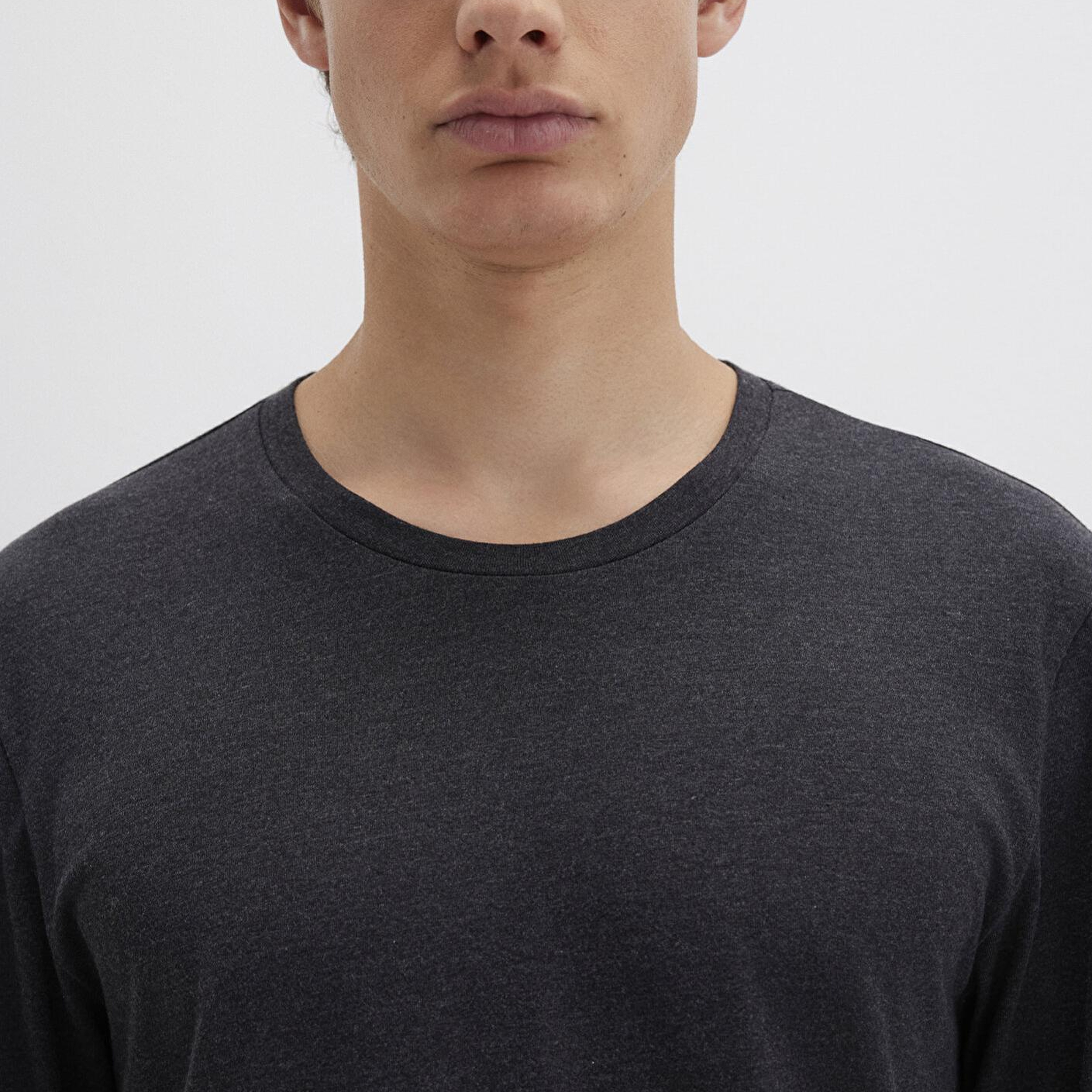 Mavi Uzun Kollu Antrasit Basic Tişört Fitted / Vücuda Oturan Kesim 062477-27310