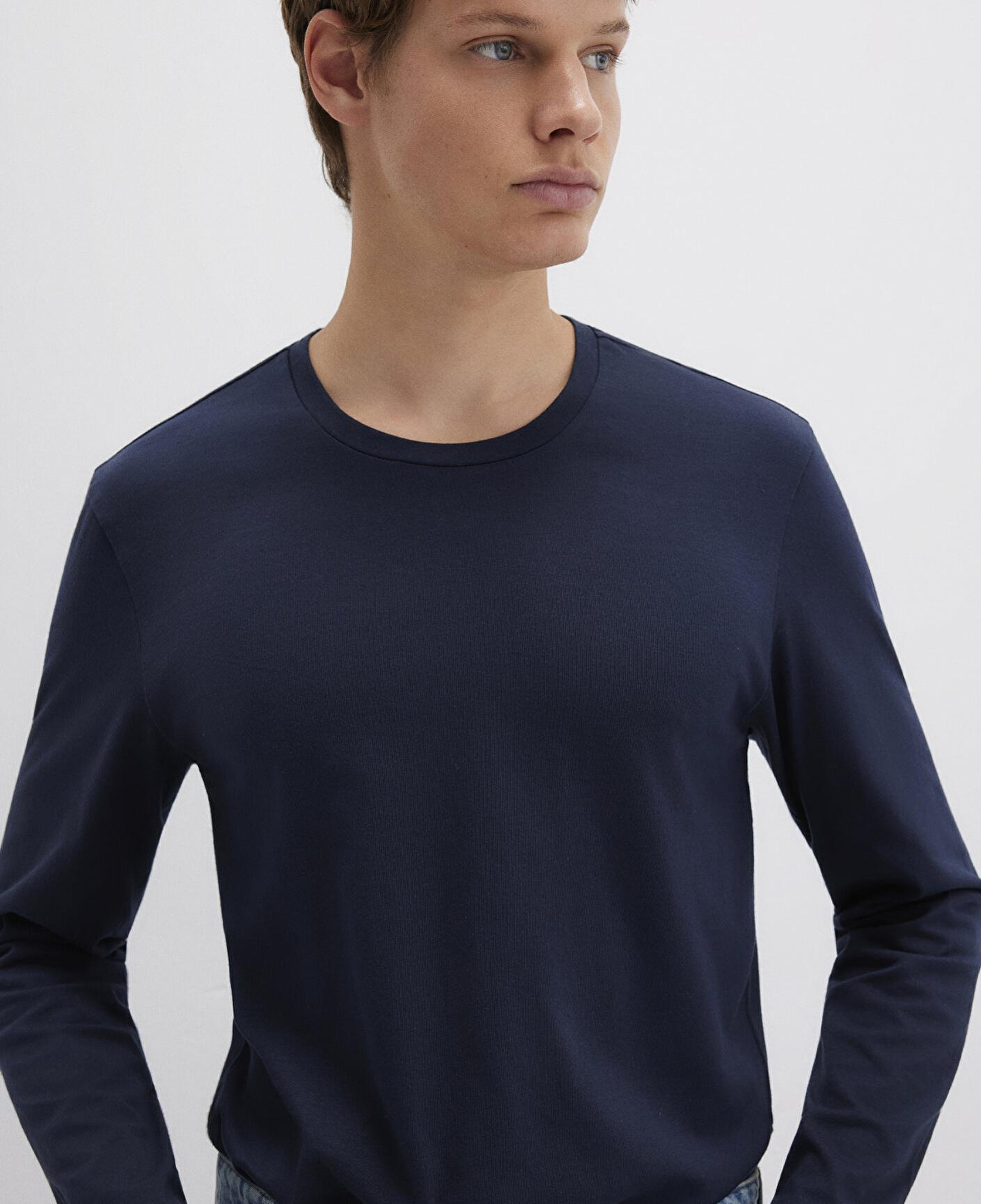 Mavi Uzun Kollu Lacivert Basic Tişört Fitted / Vücuda Oturan Kesim 062477-27308