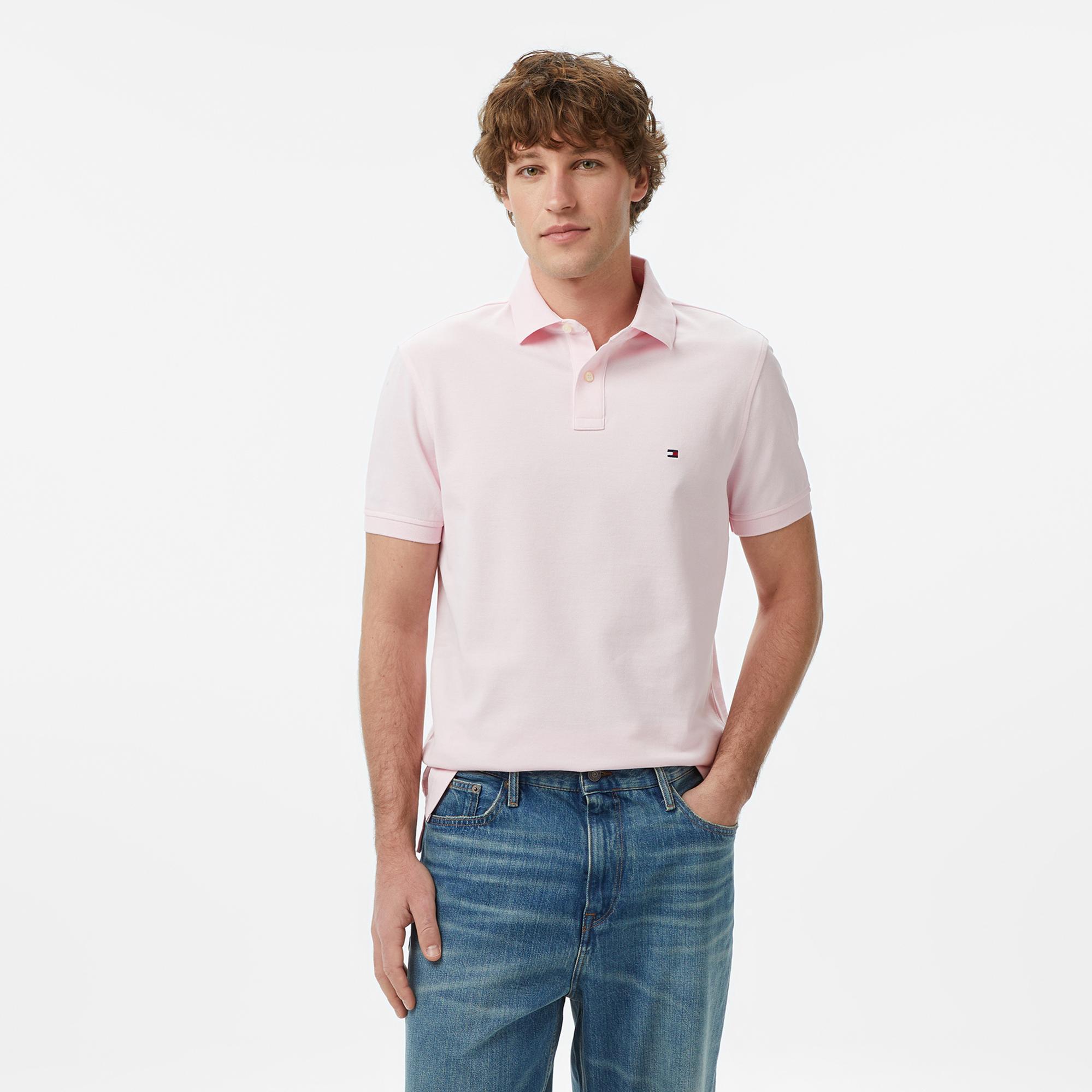 Tommy Hilfiger Nos Erkek Pembe Polo Yaka T-Shirt