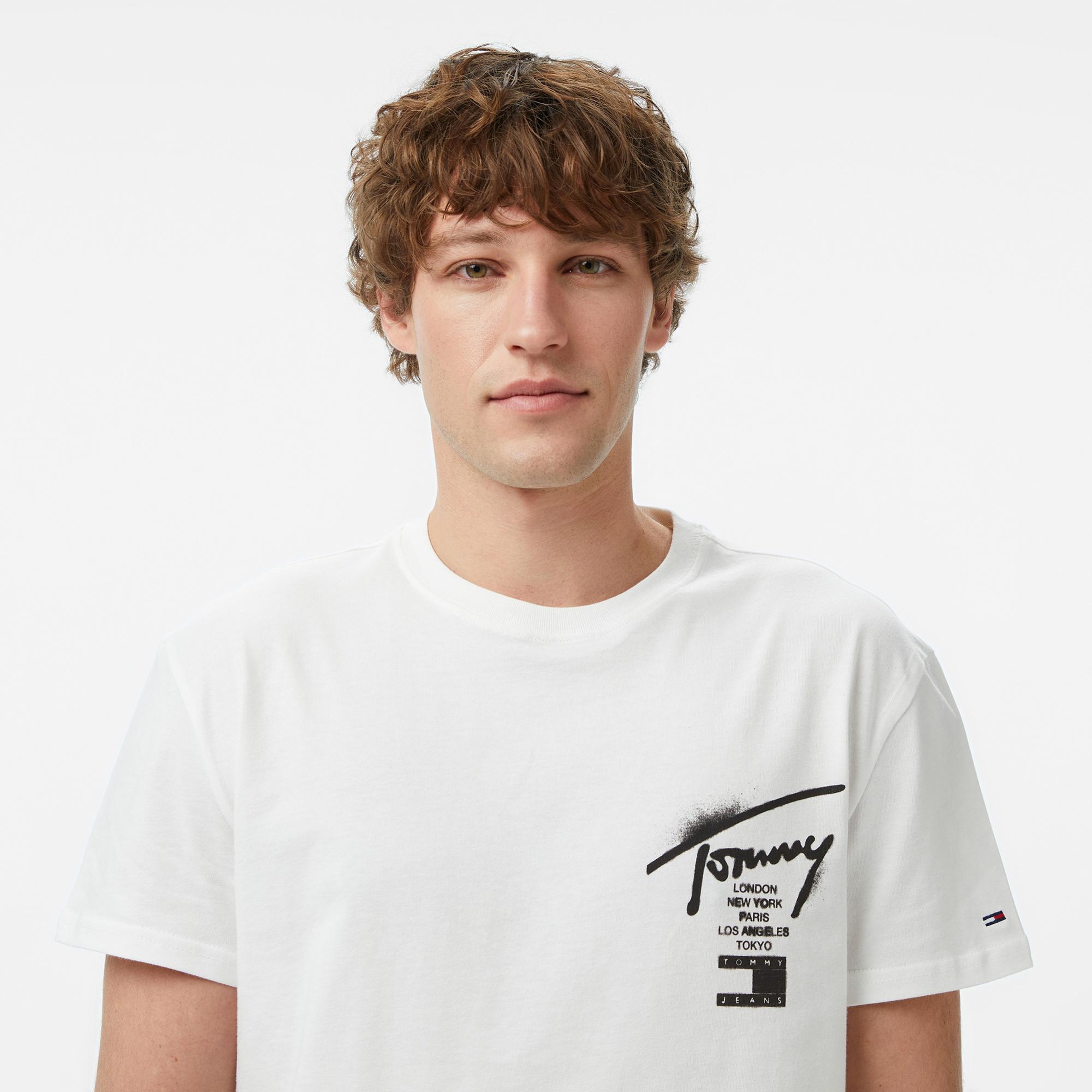 Tommy Hilfiger Signature Erkek Beyaz T-Shirt