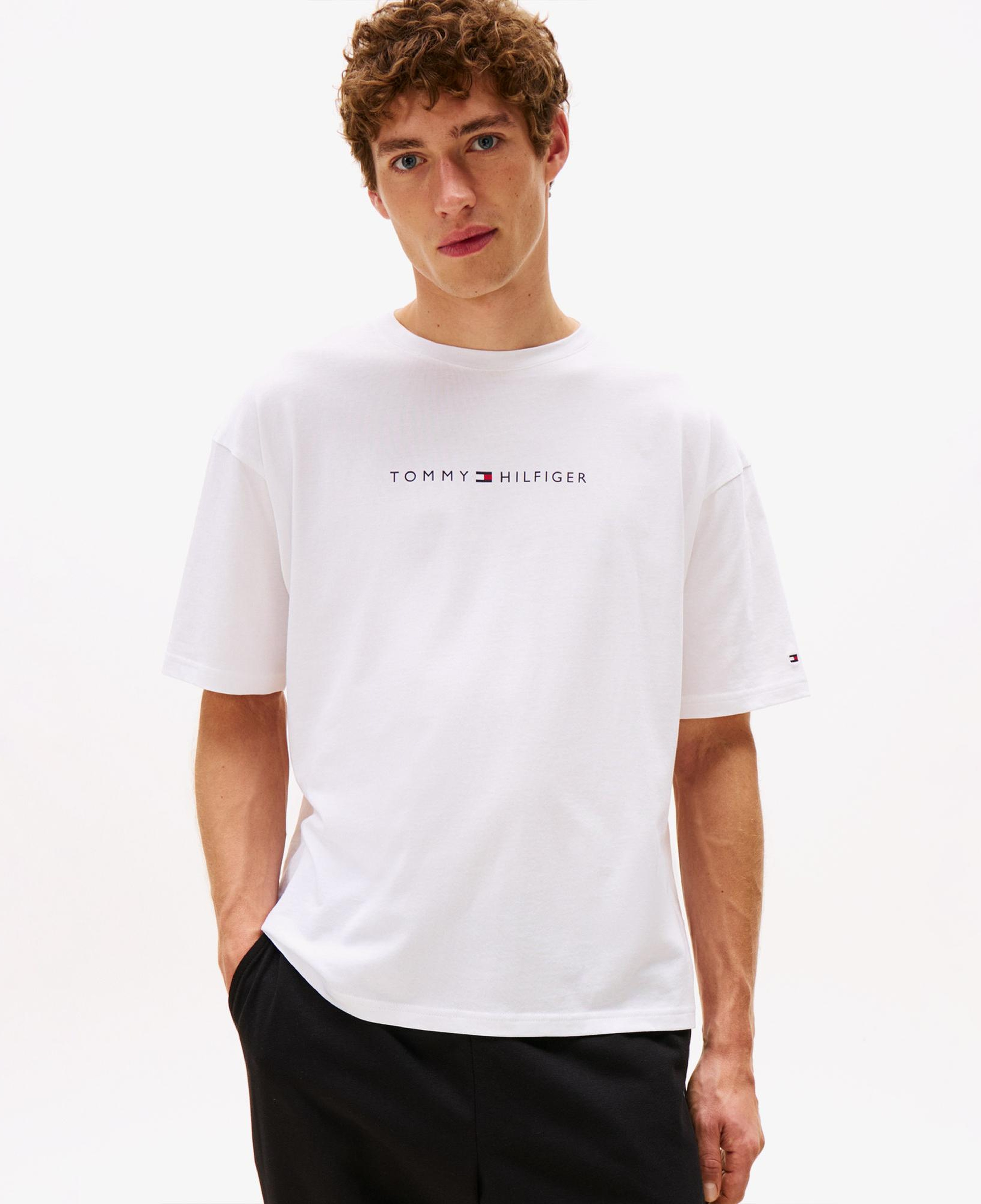 Tommy Hilfiger Logo Erkek Beyaz T-Shirt