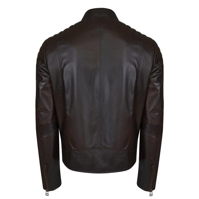 Nancy Vintage Erkek Siyah Deri Mont