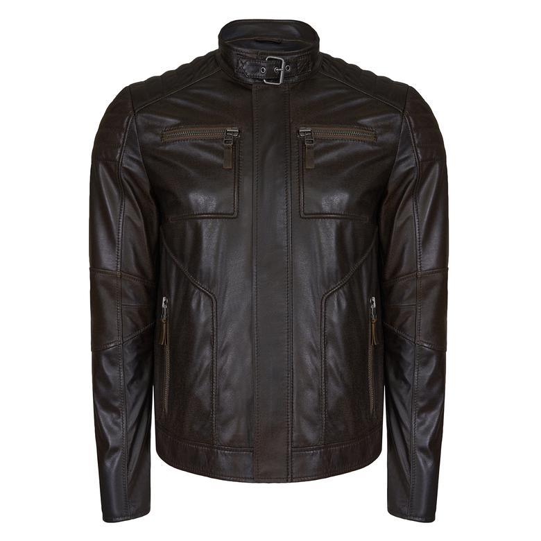 Nancy Vintage Erkek Siyah Deri Mont