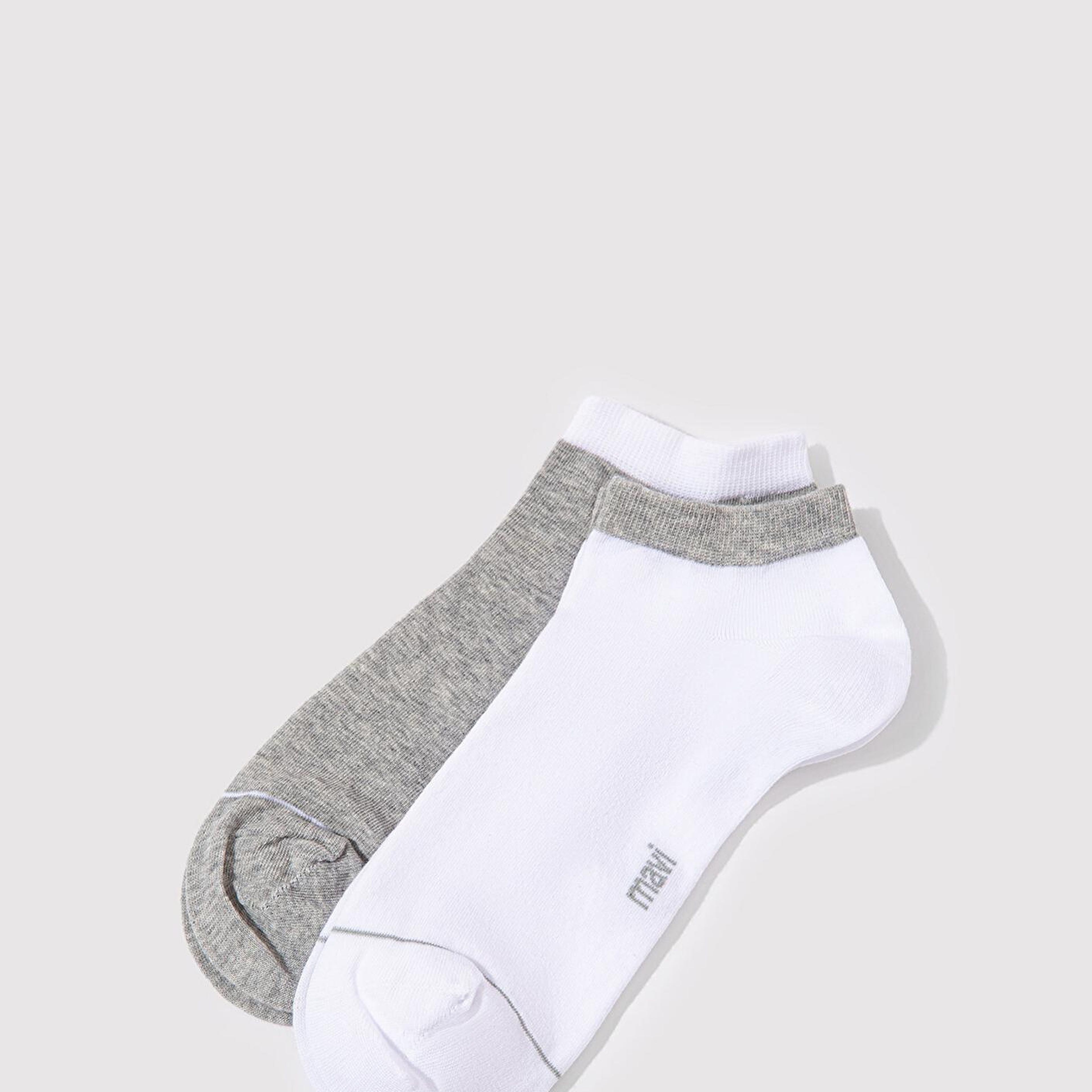 Mavi 2li Beyaz Gri Patik Çorap 090273-20844