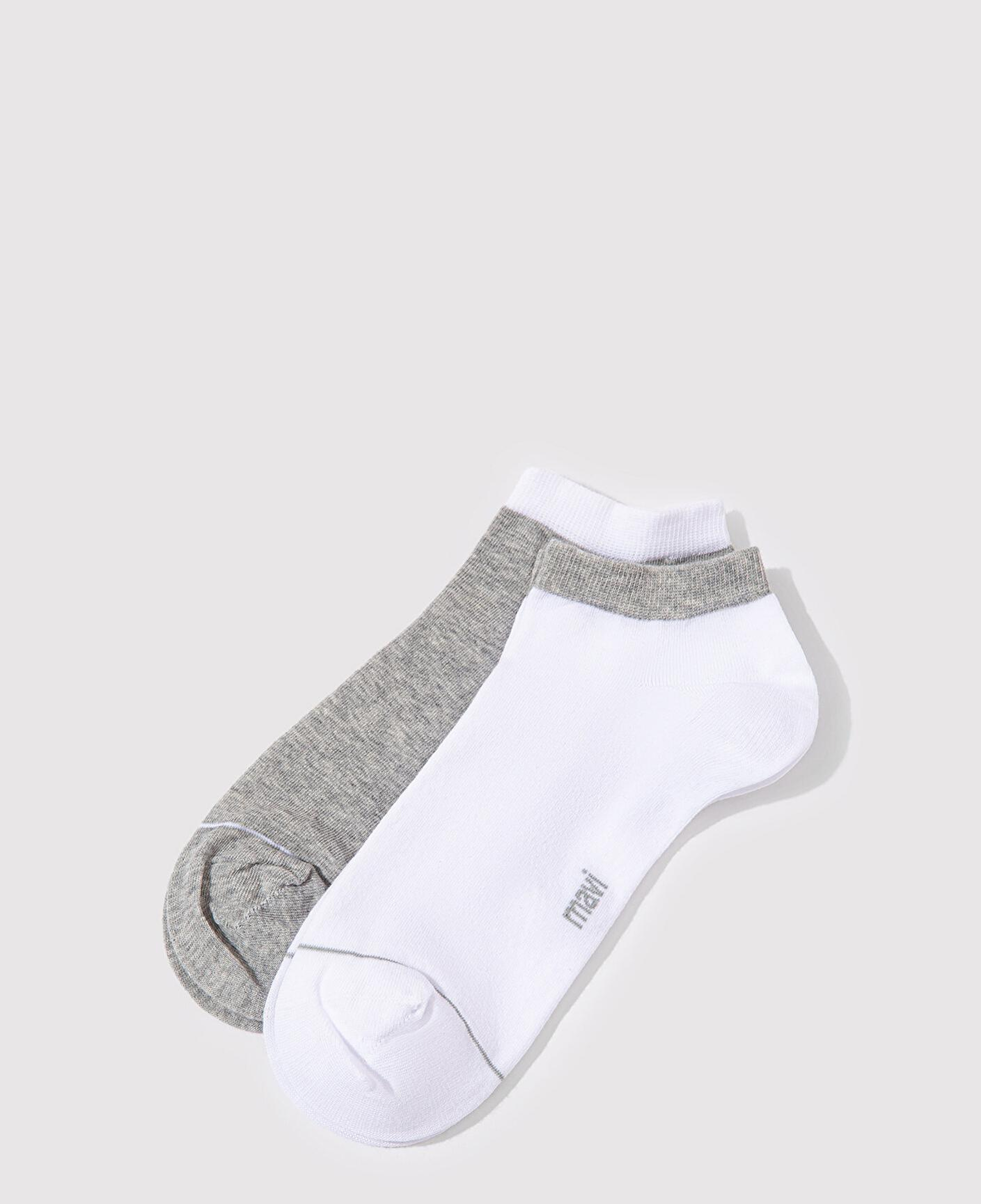 Mavi 2li Beyaz Gri Patik Çorap 090273-20844