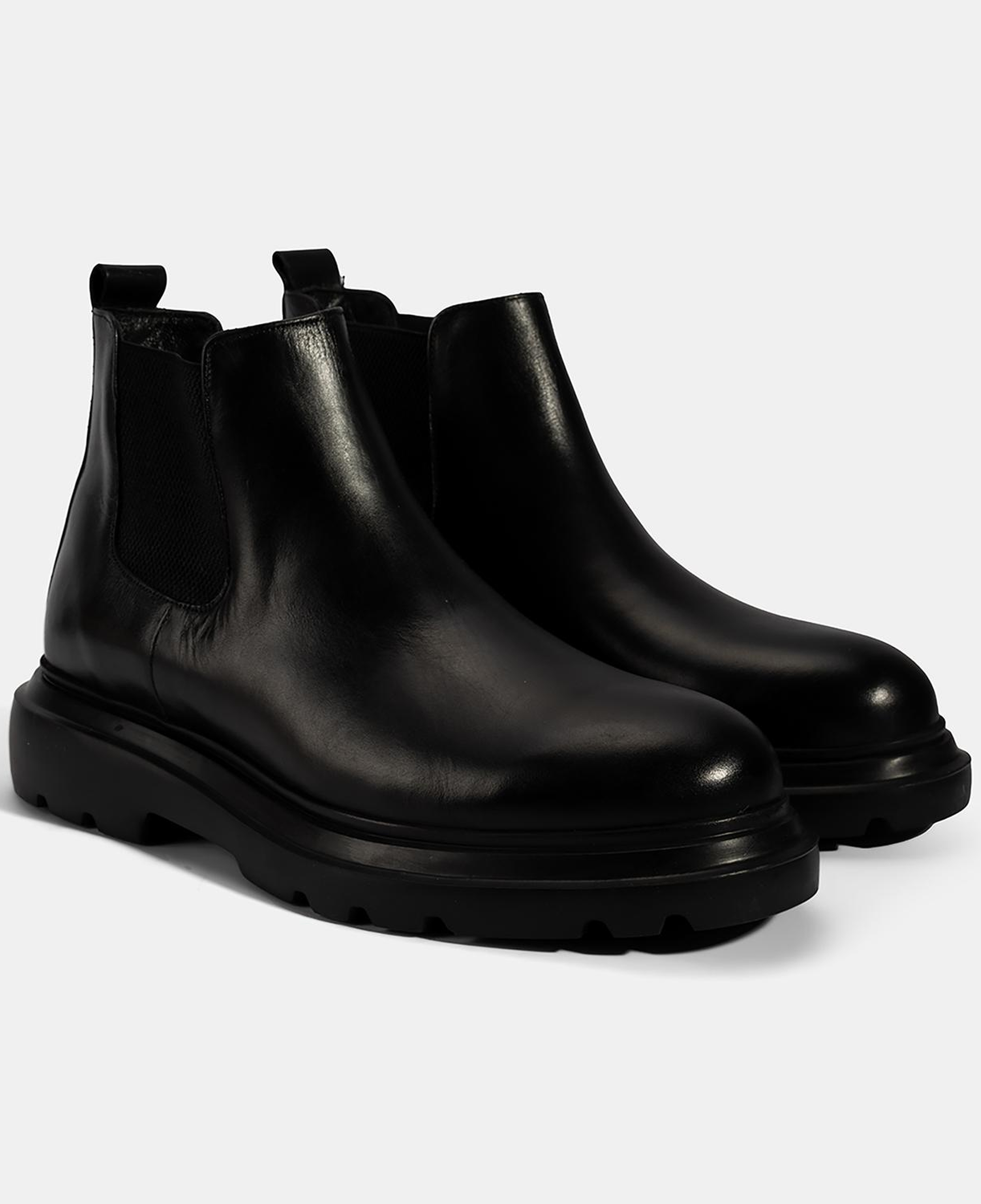 Erkek Siyah Lastikli Deri Bot