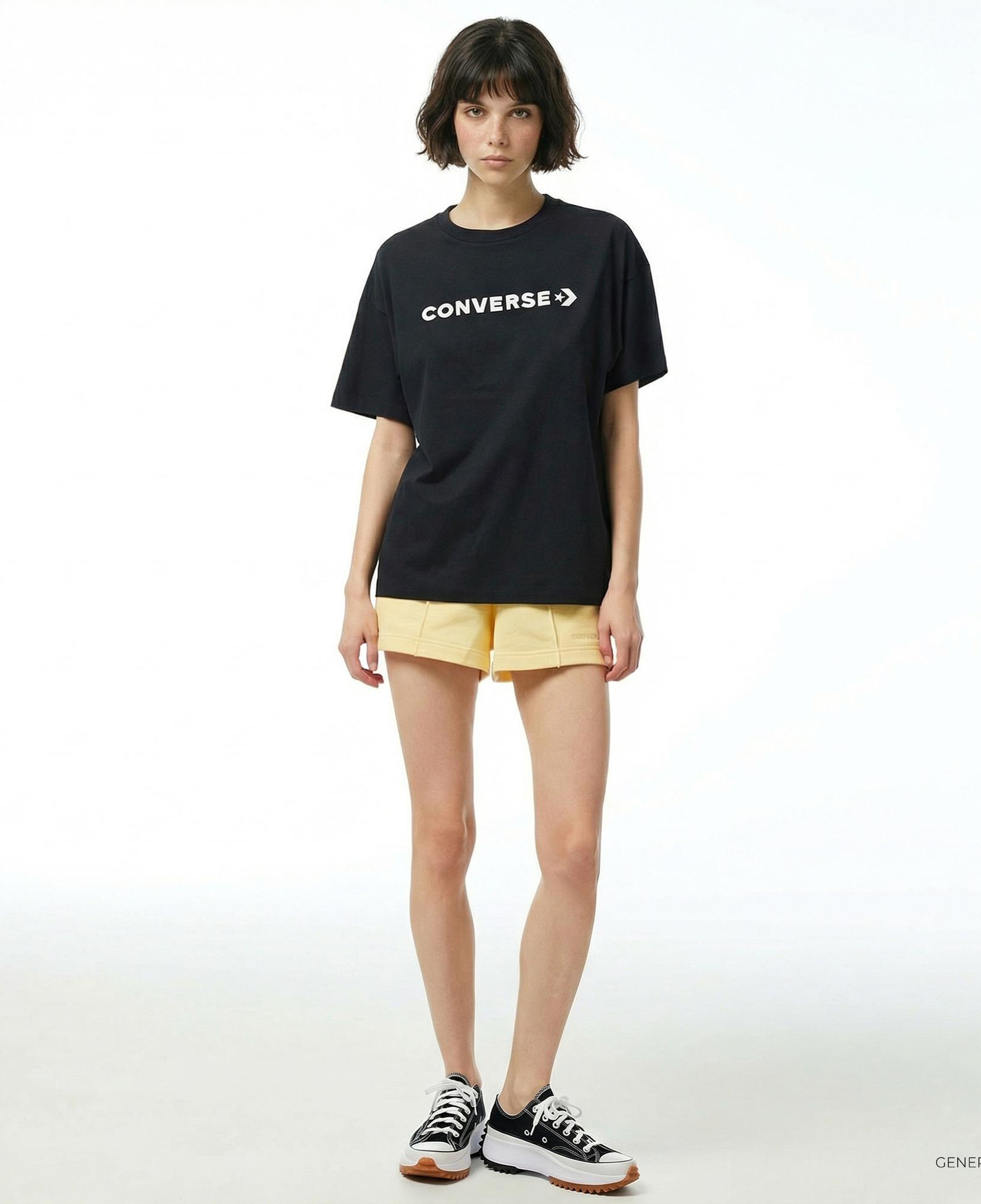 Converse Wordmark Relaxed Fit Baskılı Kadın Siyah T-Shirt