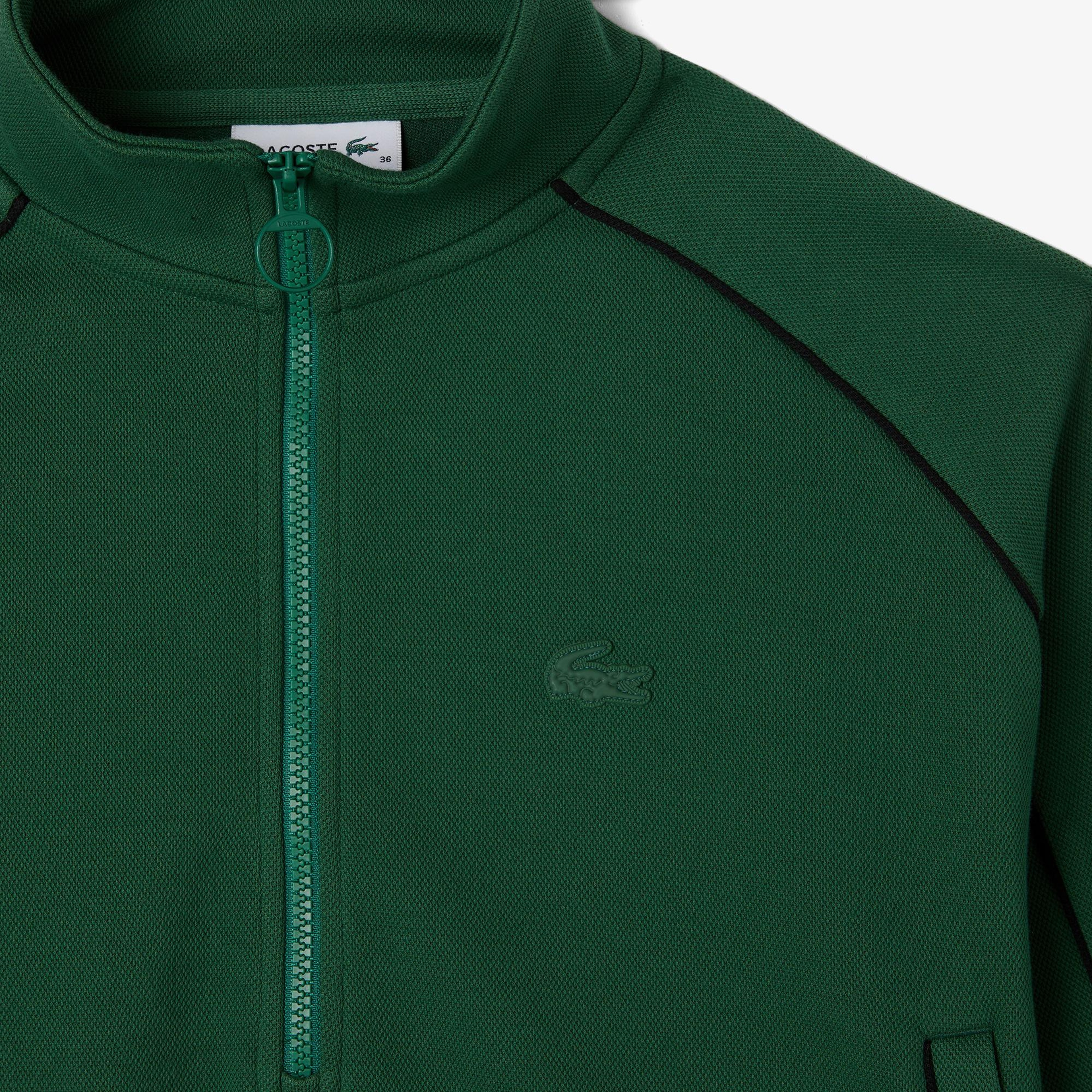 Lacoste Kadın Flare Fit Uzun Kollu Fermuarlı Yaka Koyu Yeşil Elbise