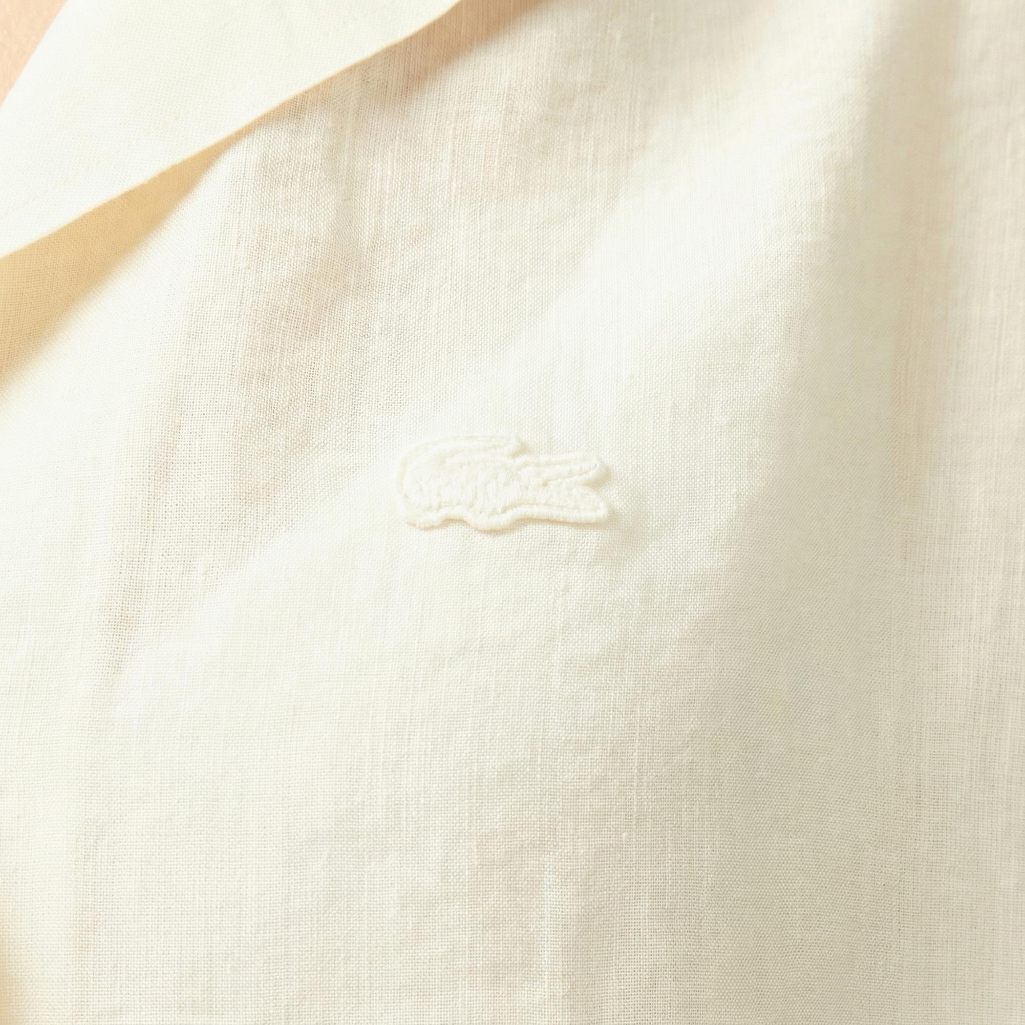 Lacoste Kadın Regular Fit Kısa Kollu Keten Beyaz Gömlek