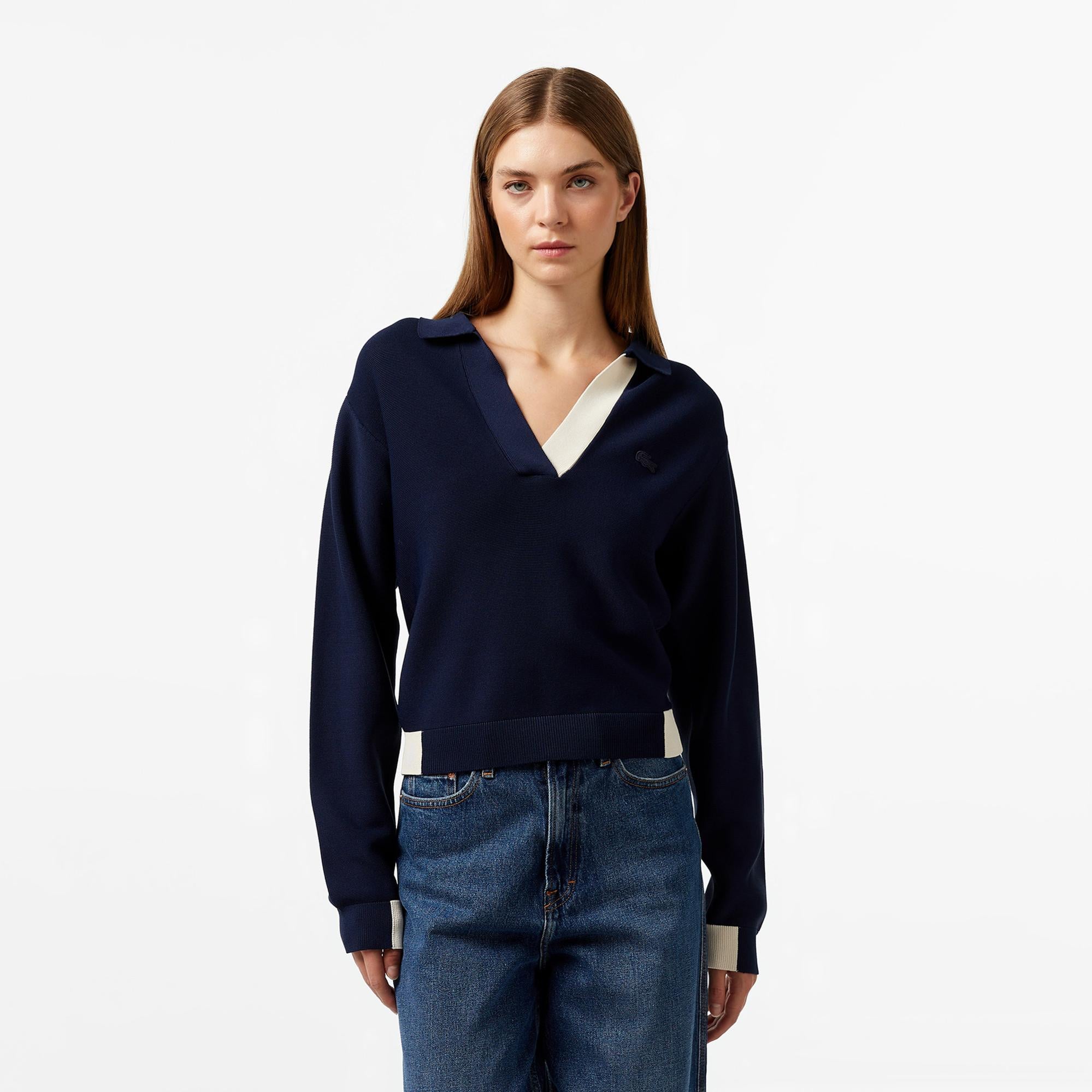 Lacoste Kadın Regular Fit Polo Yaka Krem Triko