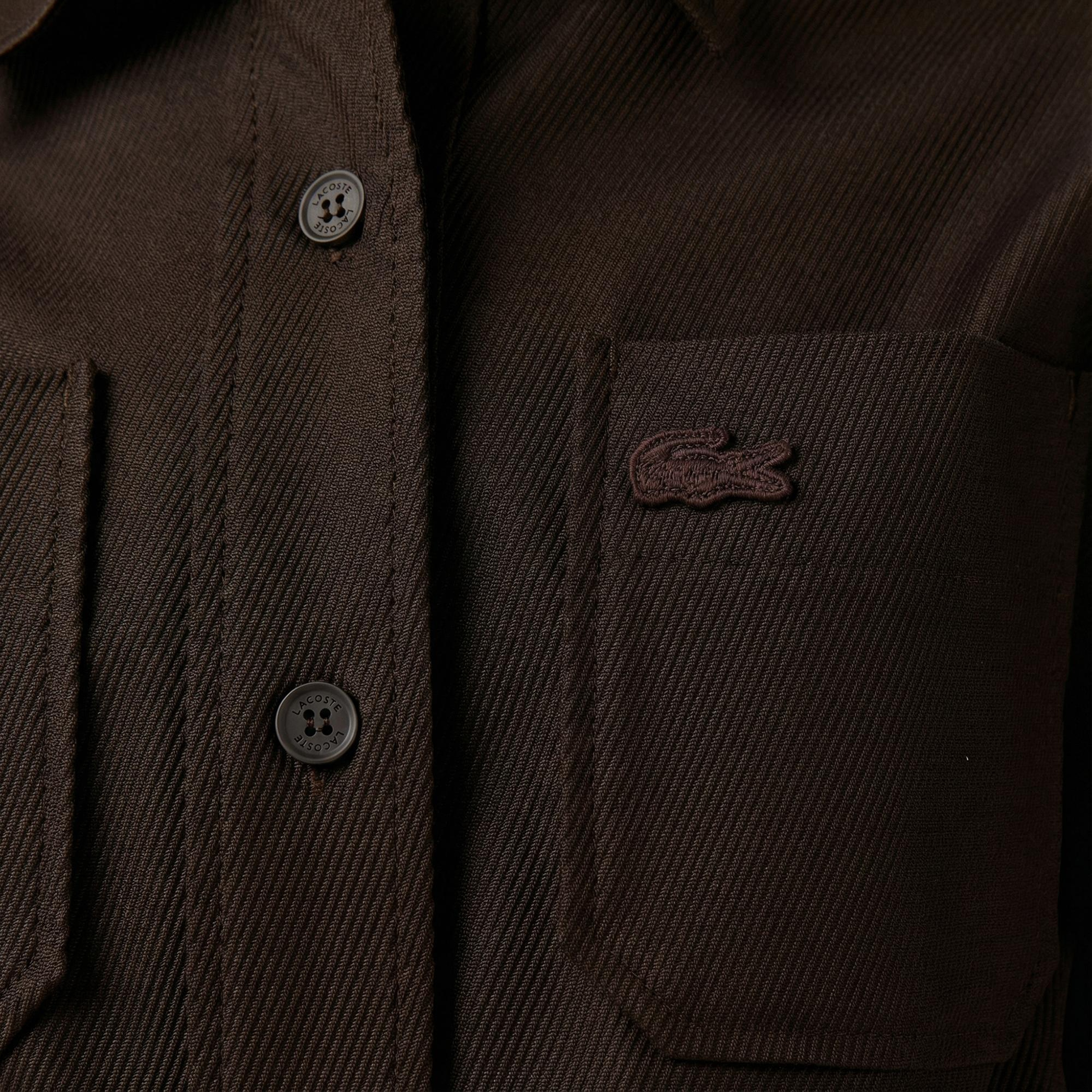 Lacoste Kadın Classic Fit Kısa Kollu Kahverengi Elbise