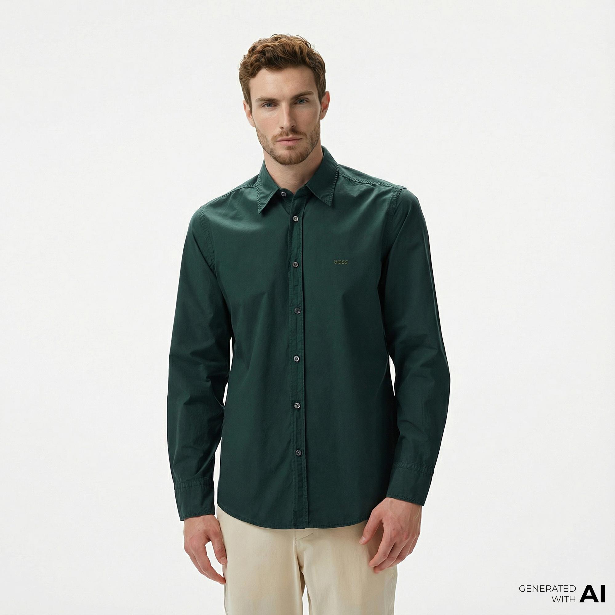 Boss Relegant 6 Erkek Yeşil Gömlek
