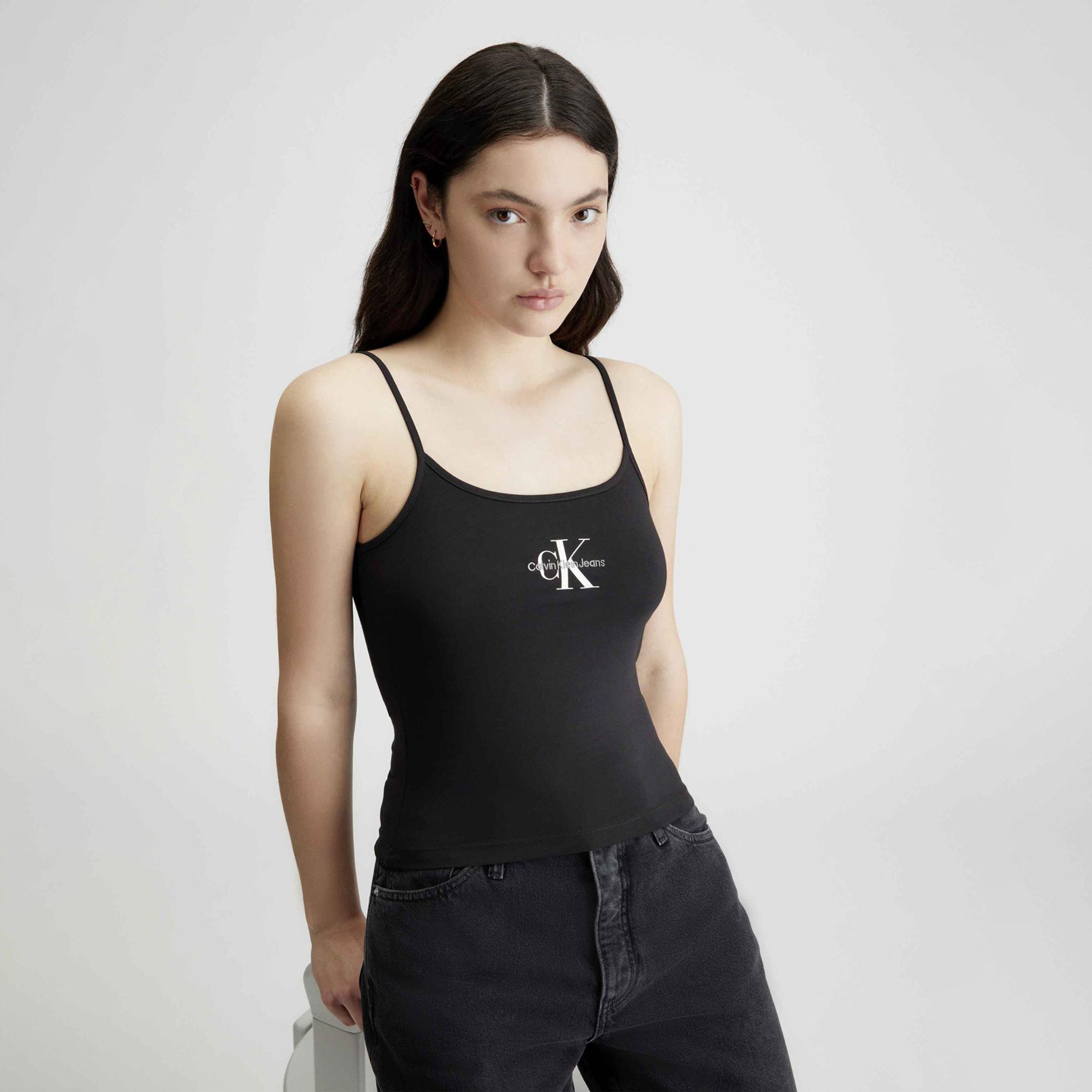 Calvin Klein Jeans Monologo Kadın Siyah Bluz