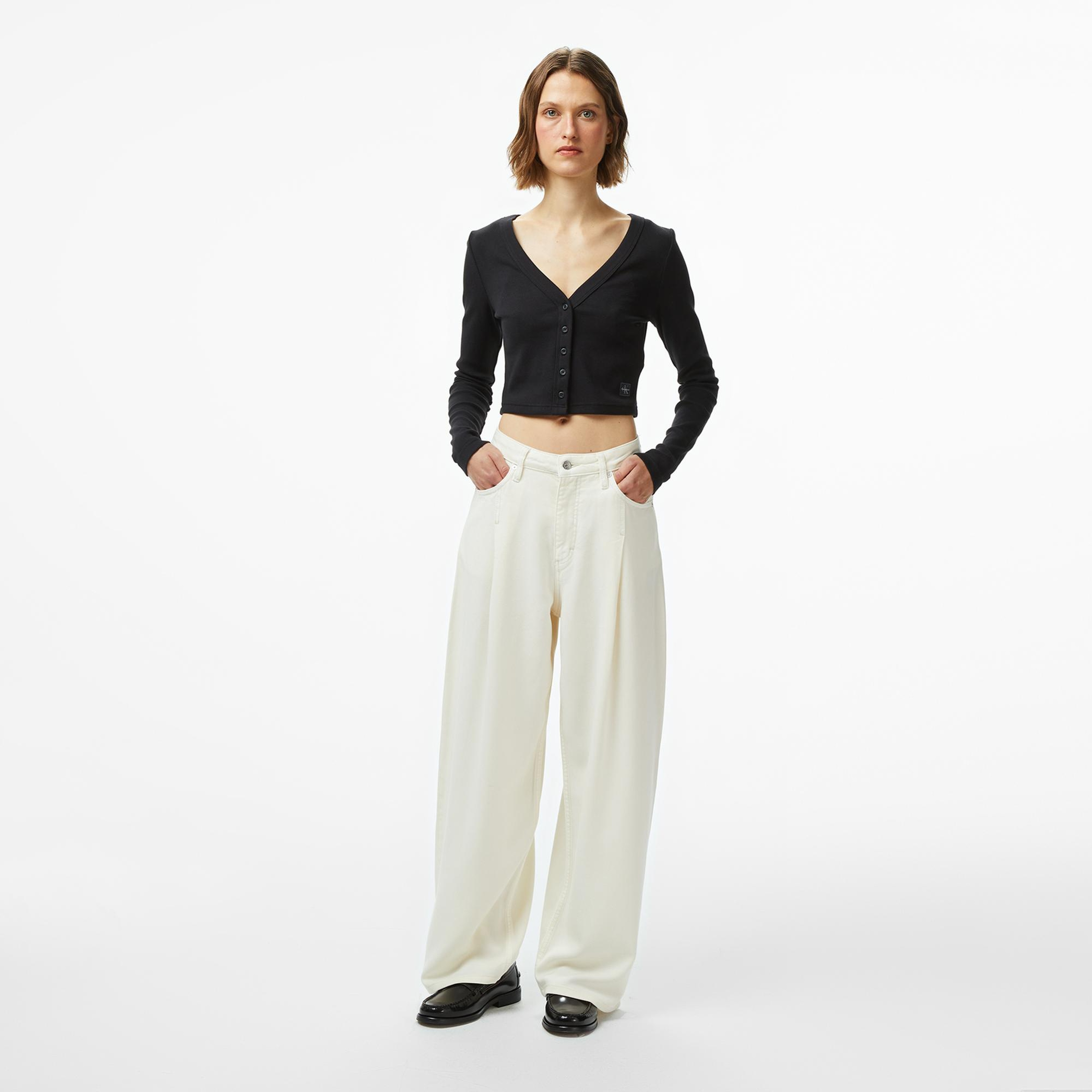 Calvin Klein Woven Label Kadın Siyah Triko