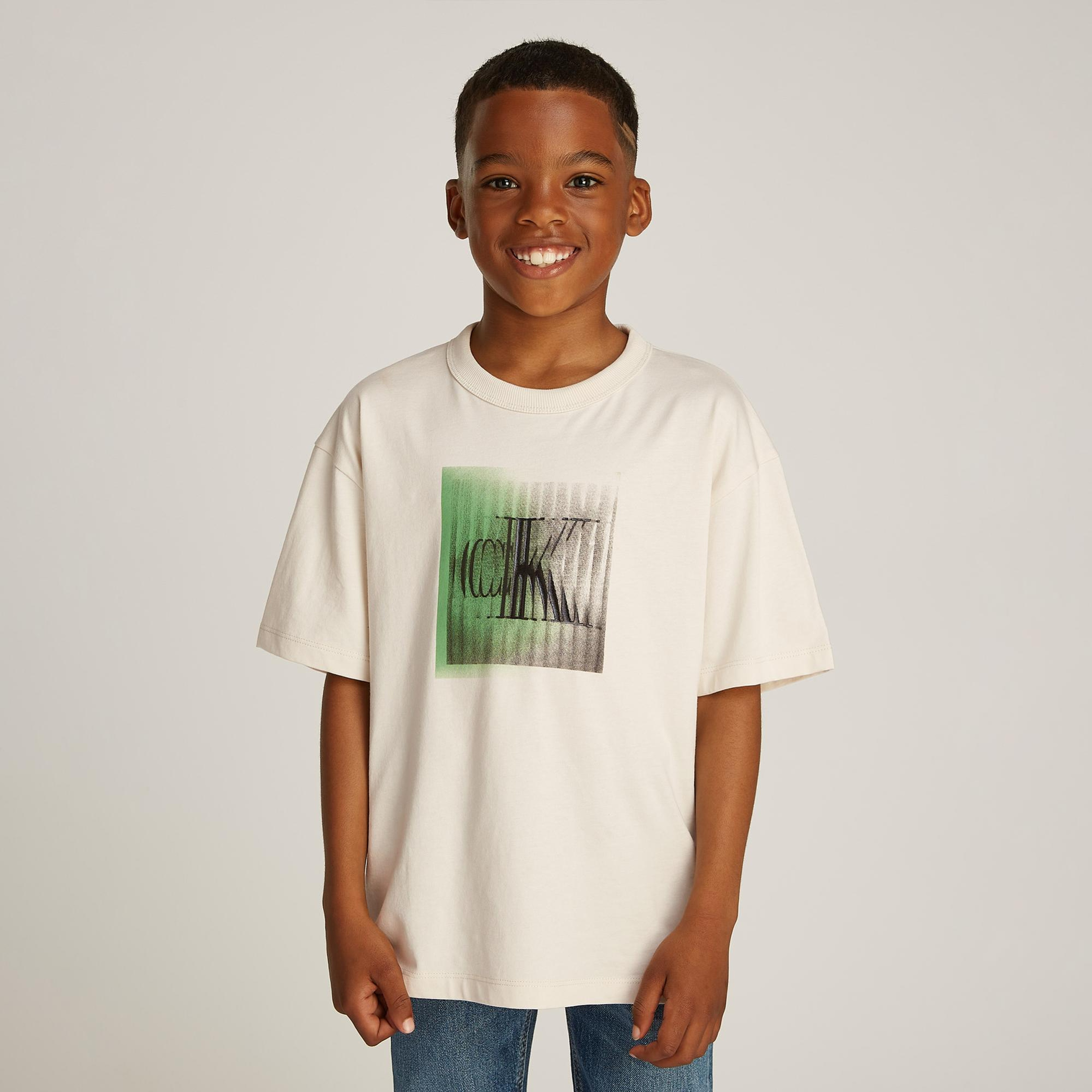 Calvin Klein Large Shifted Çocuk Bej T-Shirt