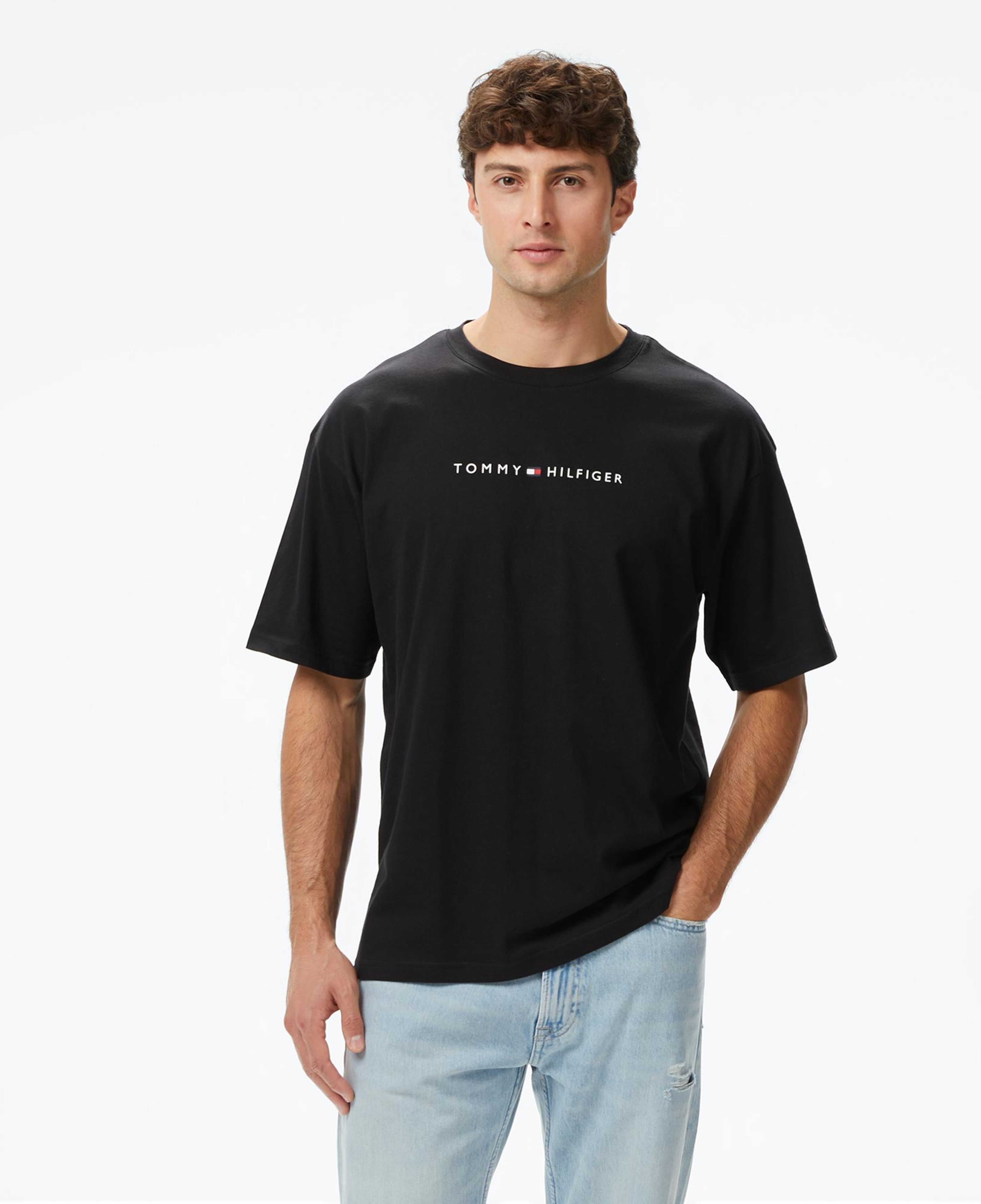 Tommy Hilfiger Logo Erkek Siyah T-Shirt