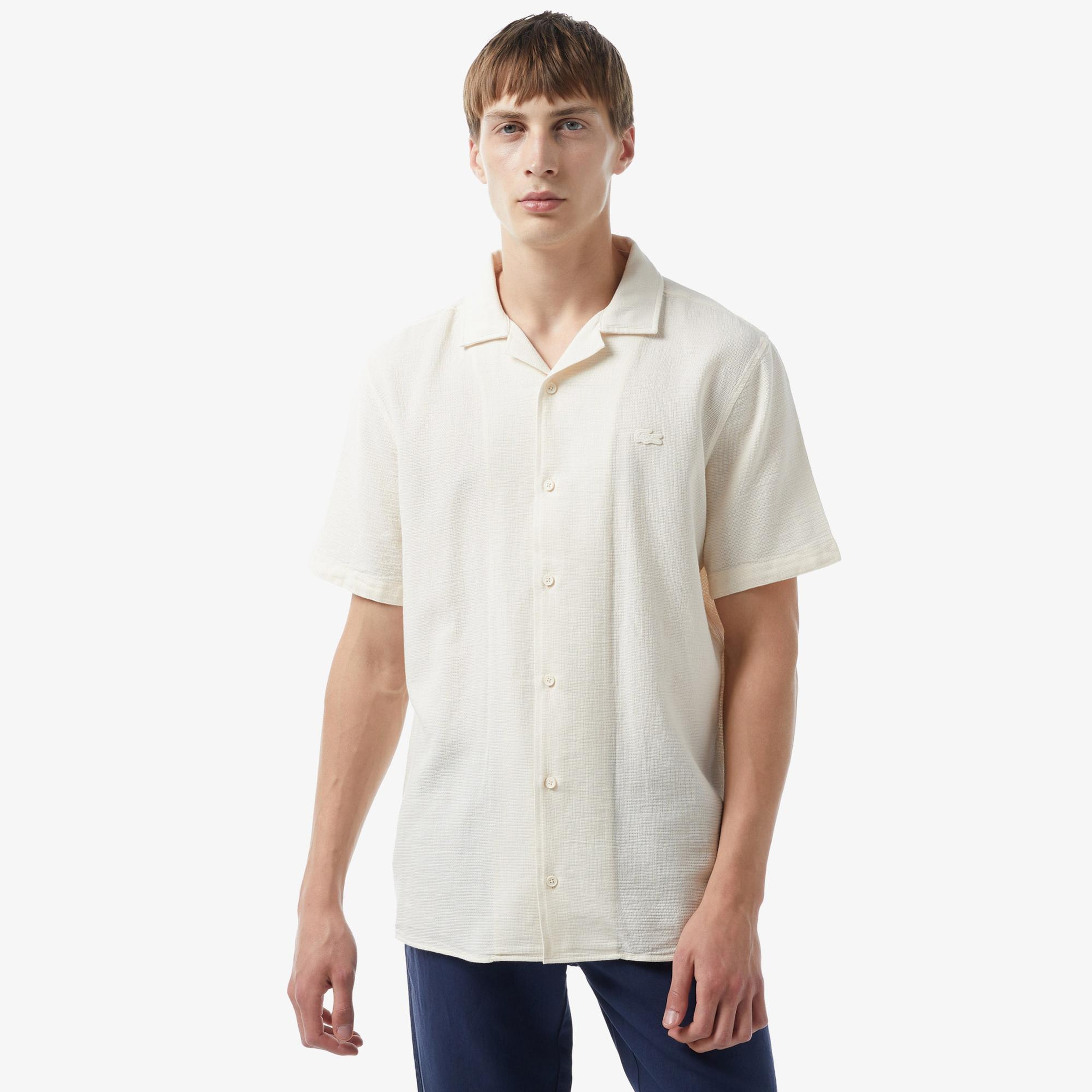 Lacoste Erkek Regular Fit Kısa Kollu Krem Gömlek