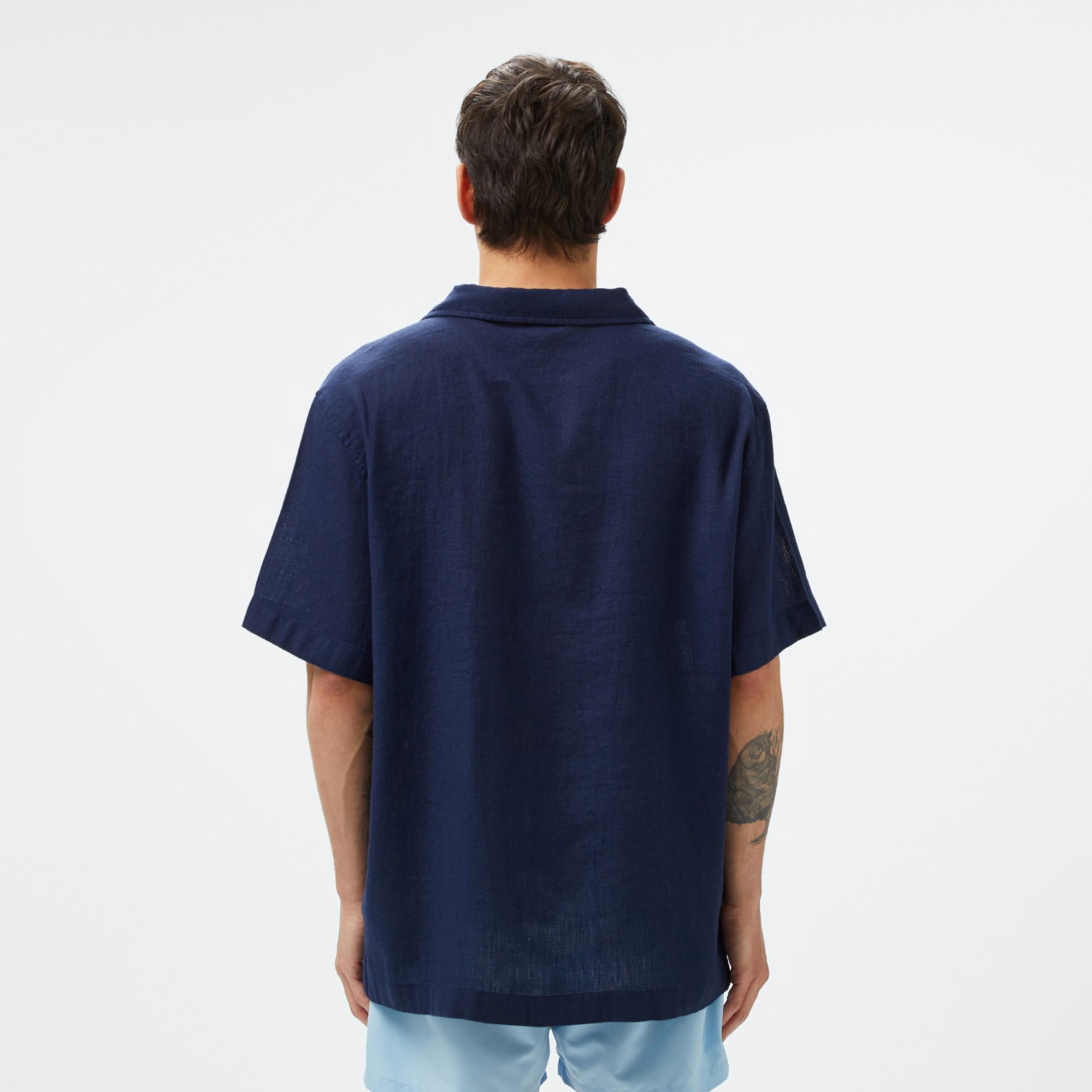 Lacoste Erkek Relaxed Fit Kısa Kollu Lacivert Gömlek