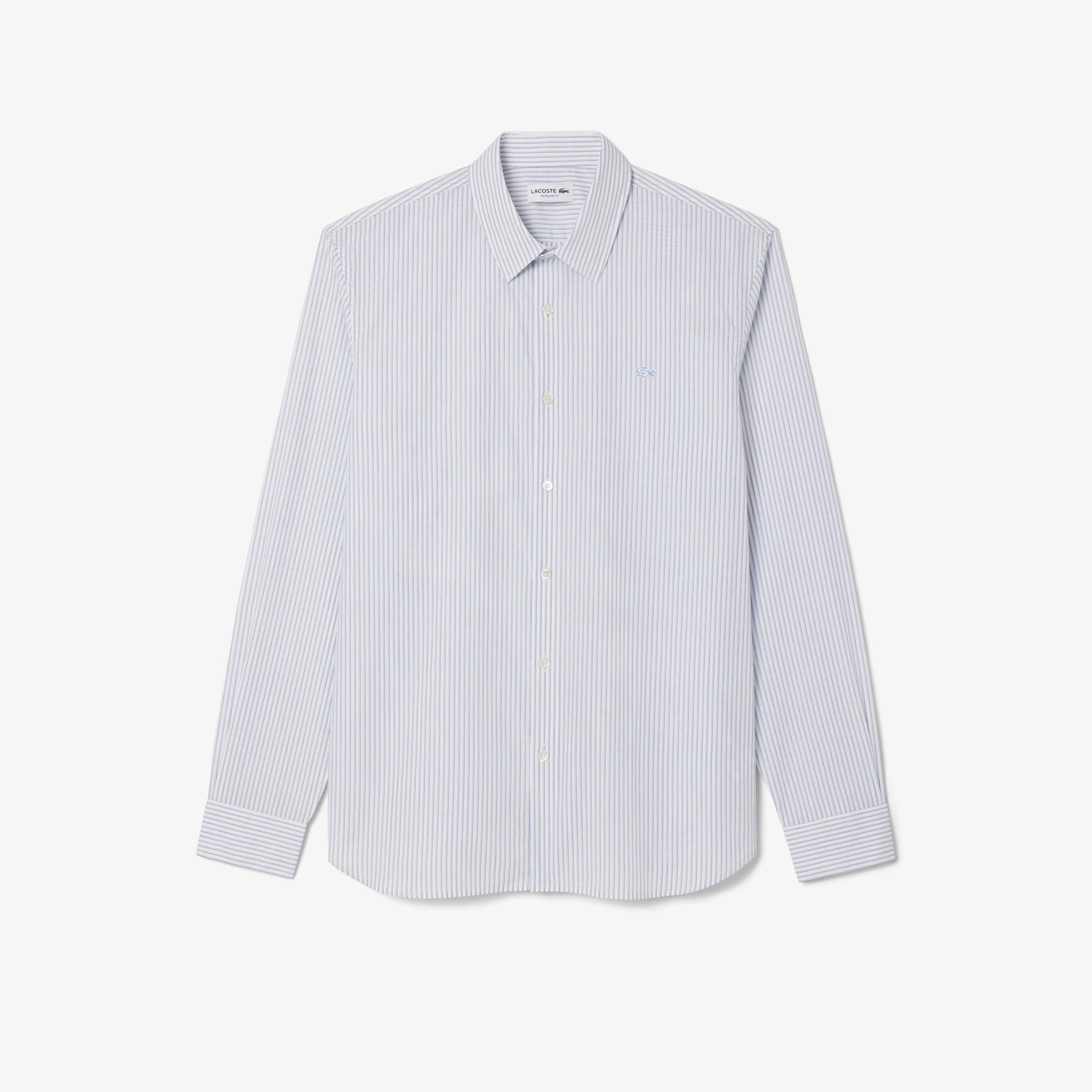 Lacoste Erkek Regular Fit Çizgili Açık Mavi Gömlek