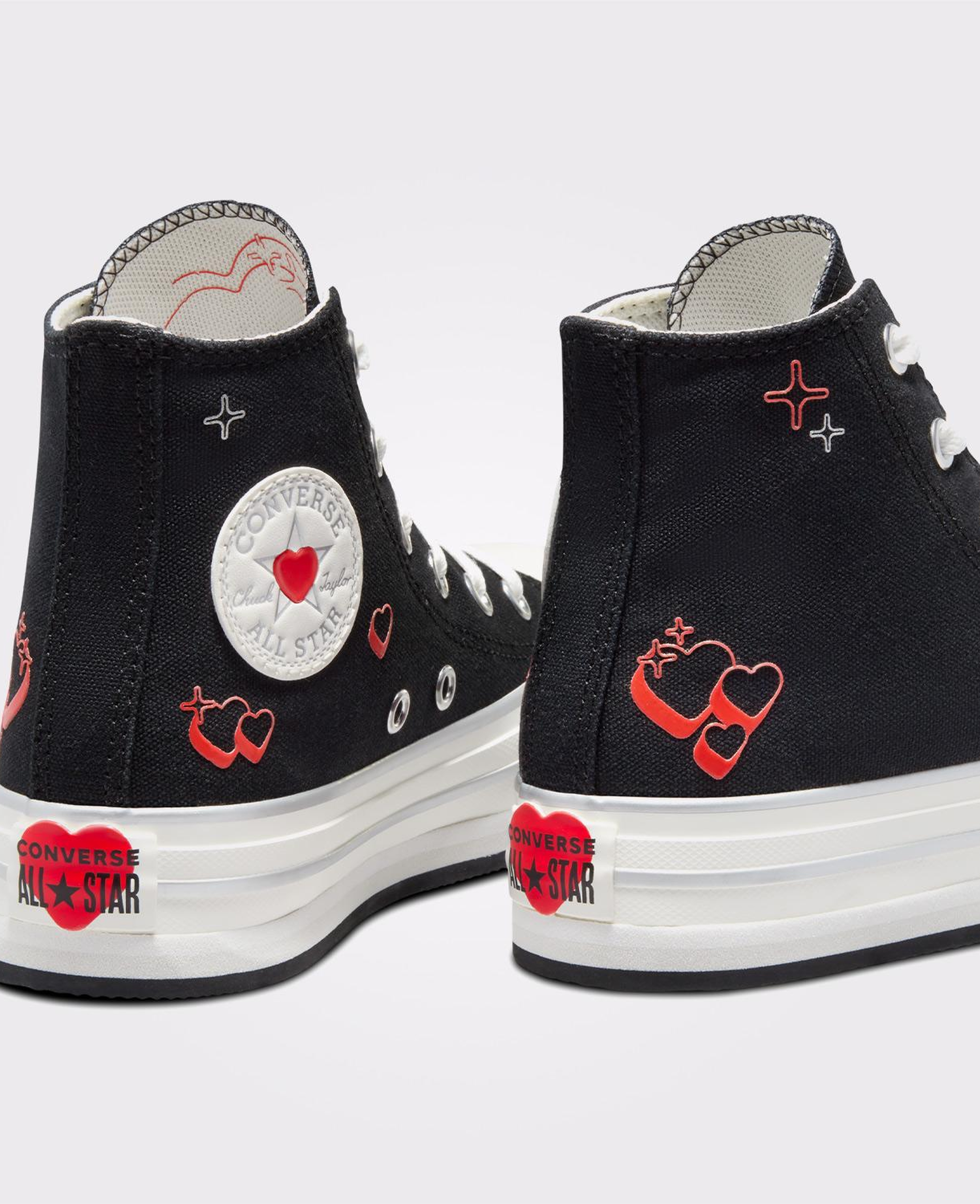 Converse Chuck Taylor All Star Eva Lift Y2K Heart Çocuk Siyah Platform Sneaker