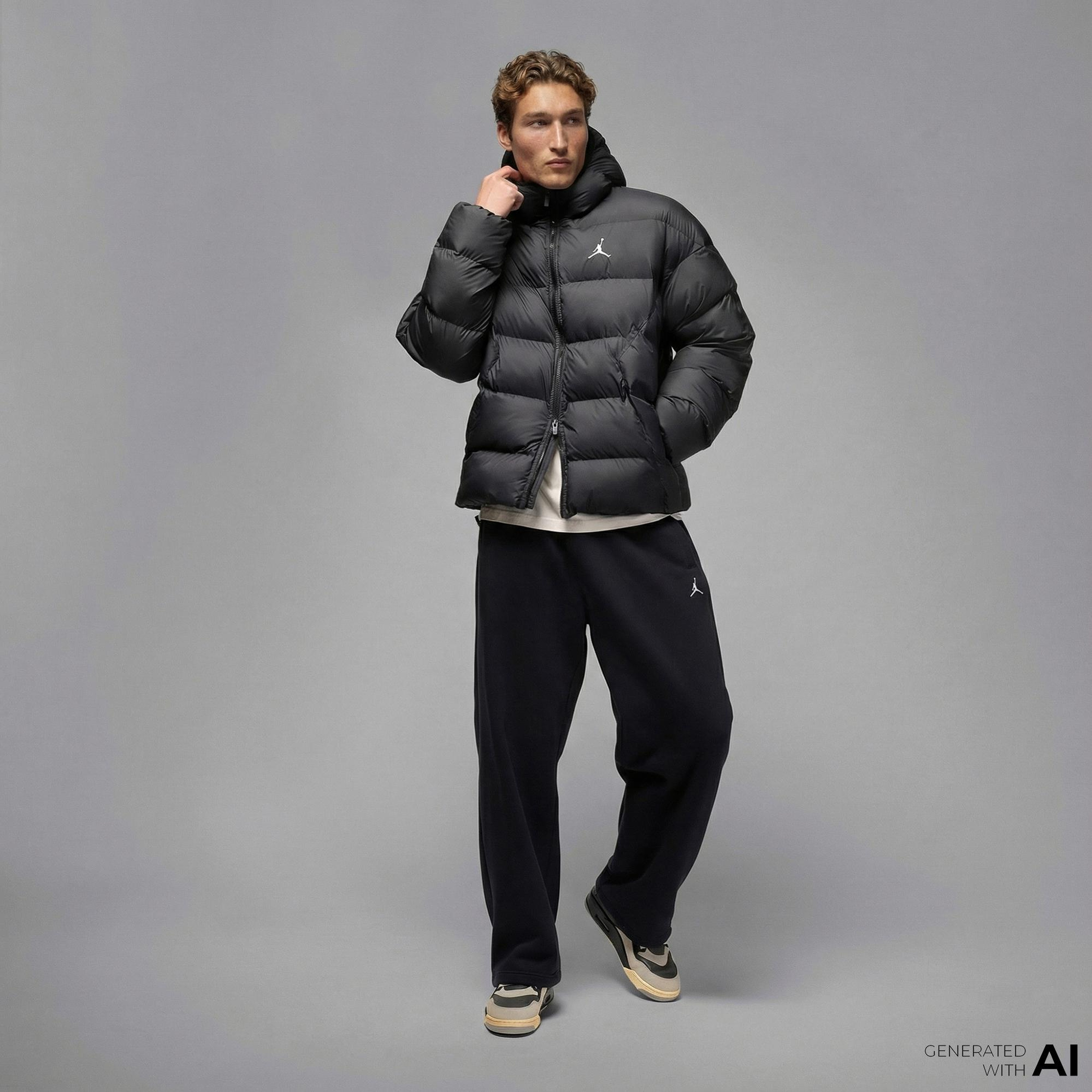 Jordan Brooklyn Puffer Erkek Siyah Mont