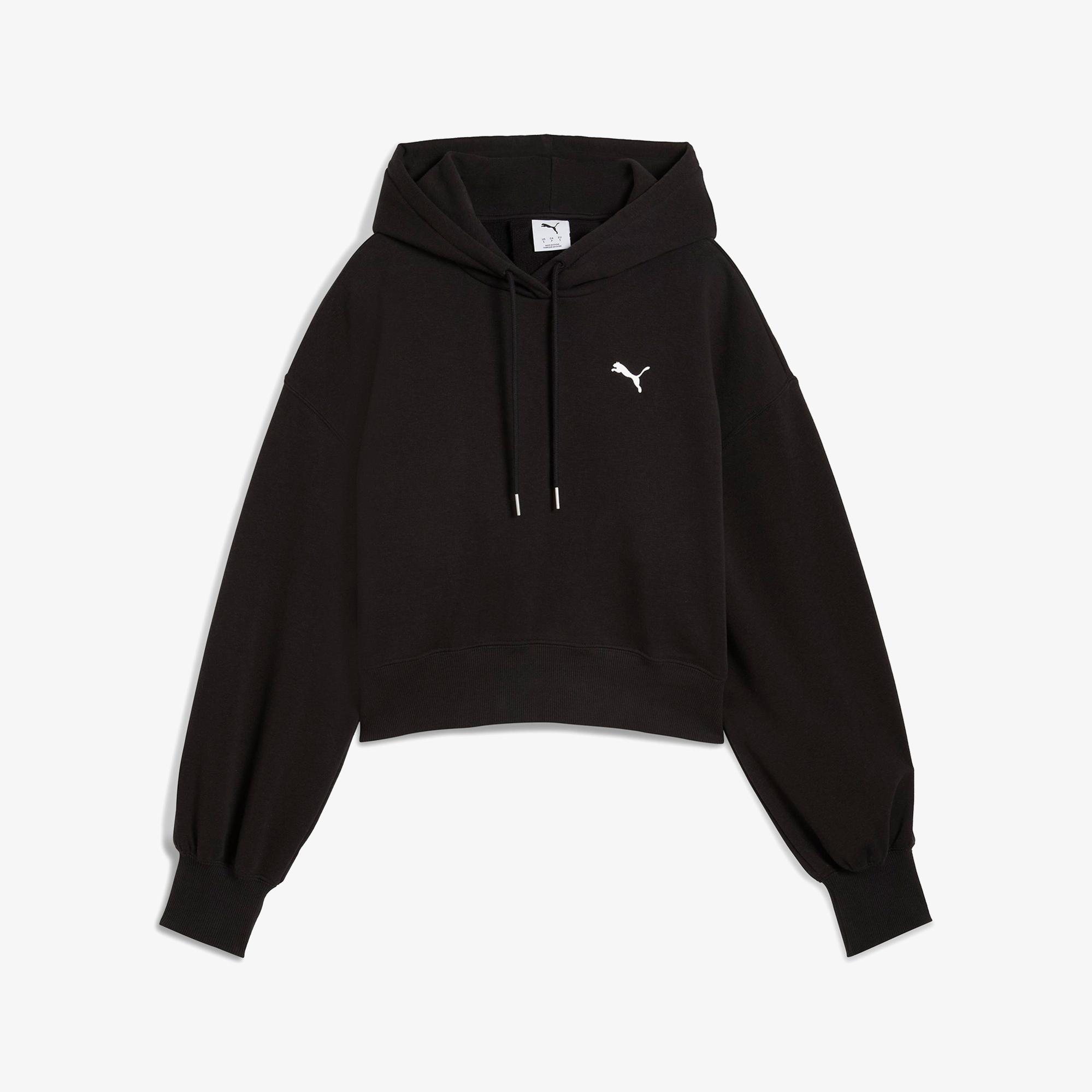 Puma Wardrobe Essential Relaxed Cropped  Kadın Siyah Sweatshirt