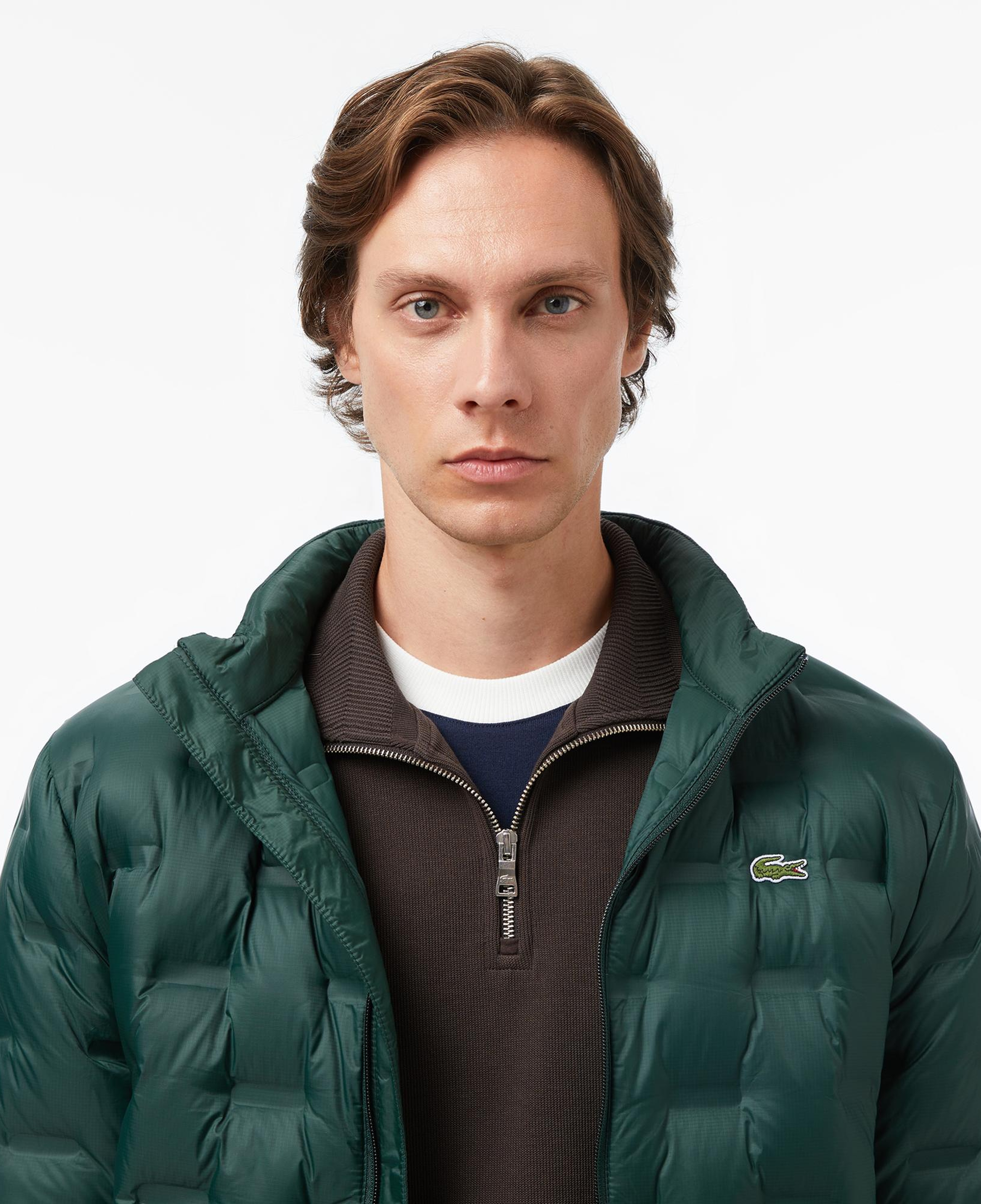 Lacoste Erkek Dik Yaka Kapitone Koyu Yeşil Mont