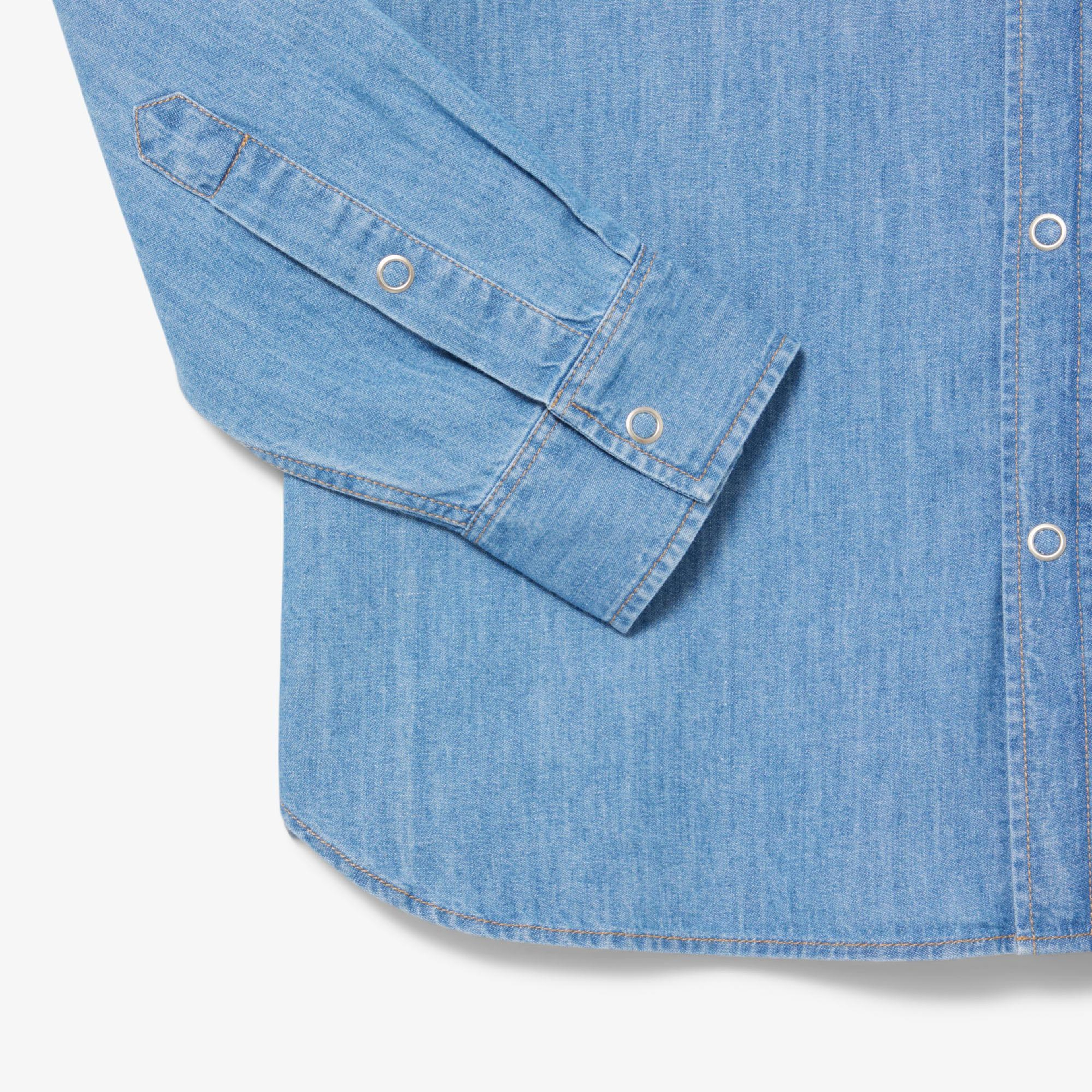 Lacoste Erkek Regular Fit Uzun Kollu Denim Mavi Gömlek