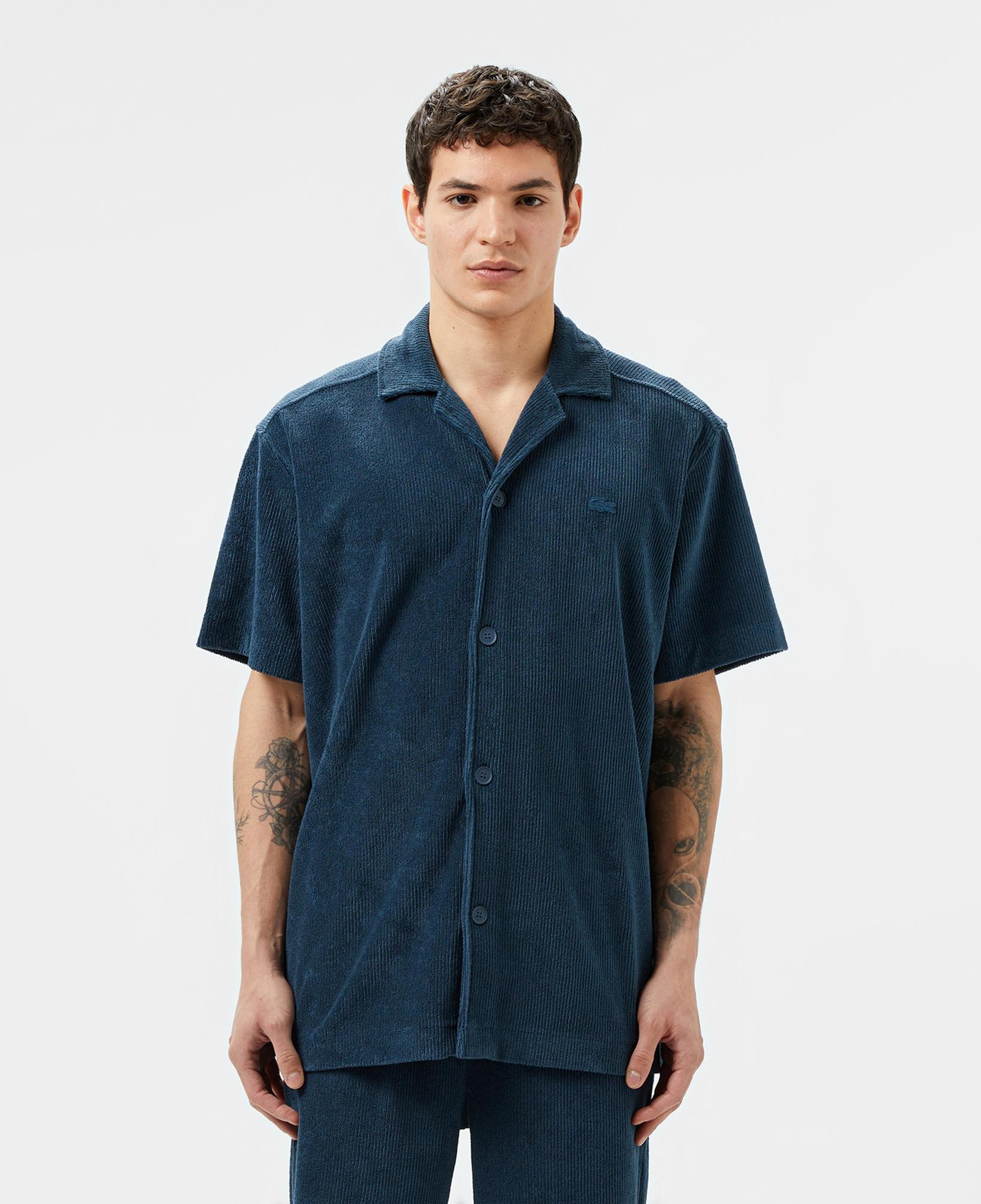 Lacoste Erkek Relaxed Fit Kısa Kollu Koyu Mavi Gömlek