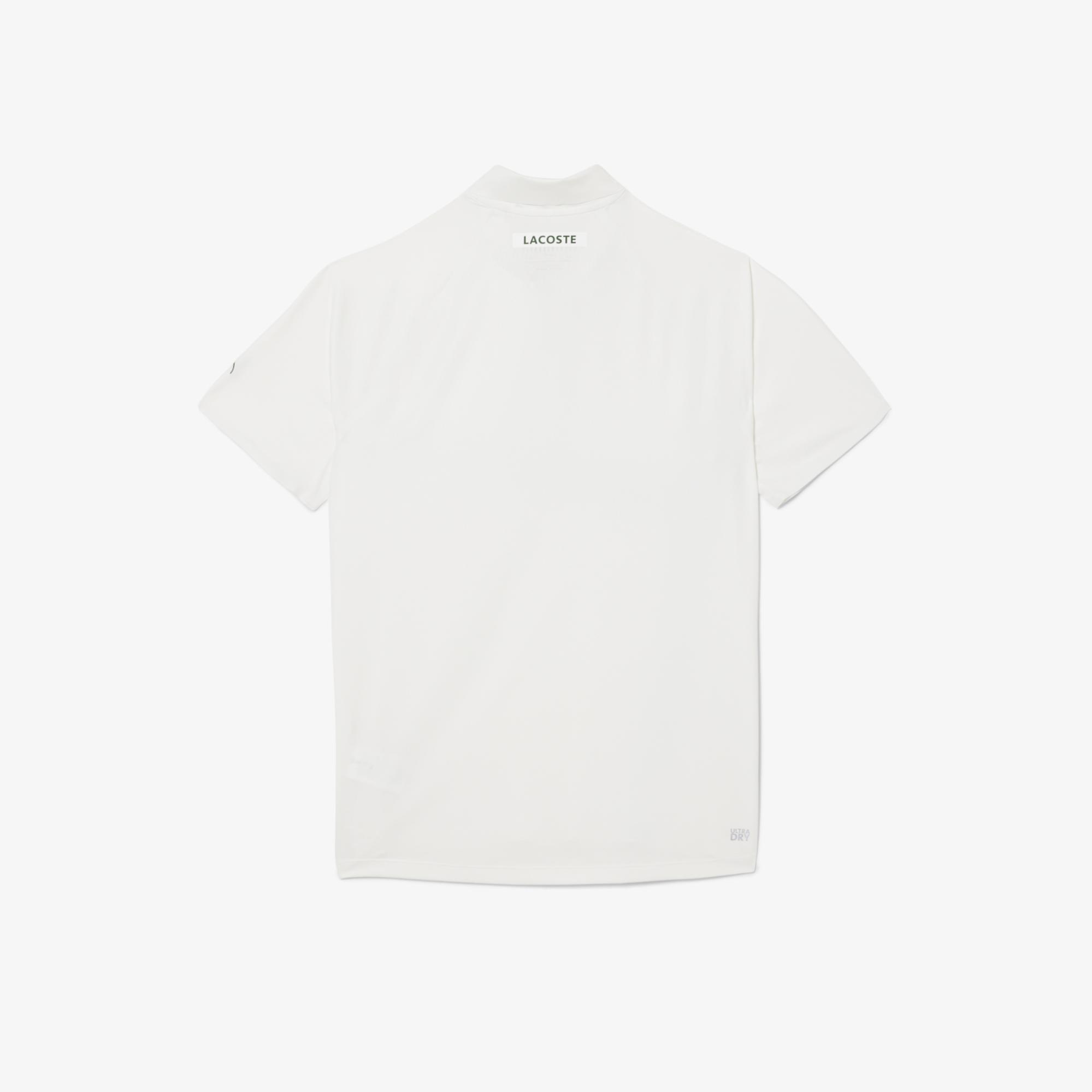 Lacoste Sport X Novak Djokovic Erkek Slim Fit Baskılı Beyaz Polo