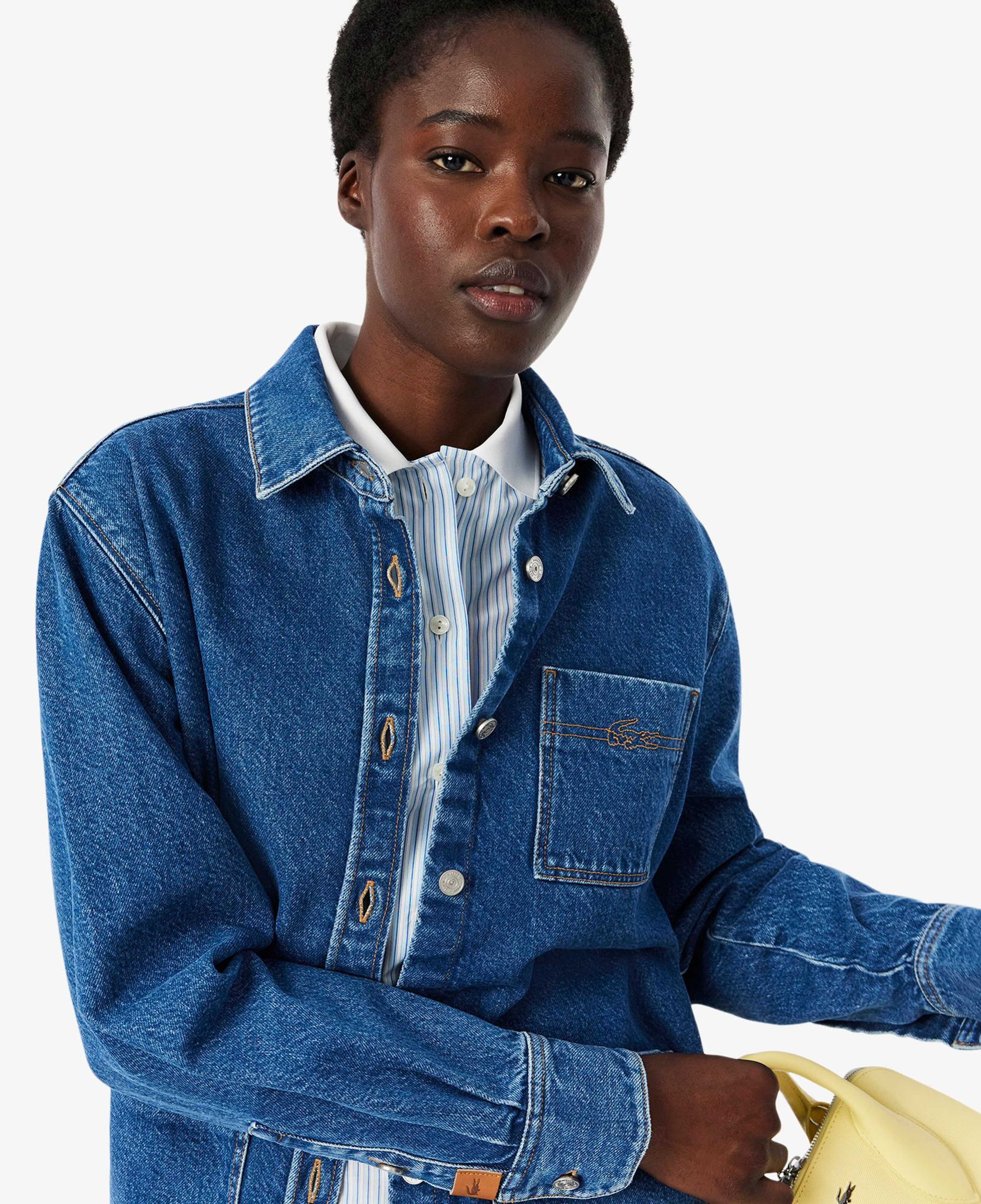 Lacoste Kadın Relaxed Fit Denim Lacivert Ceket