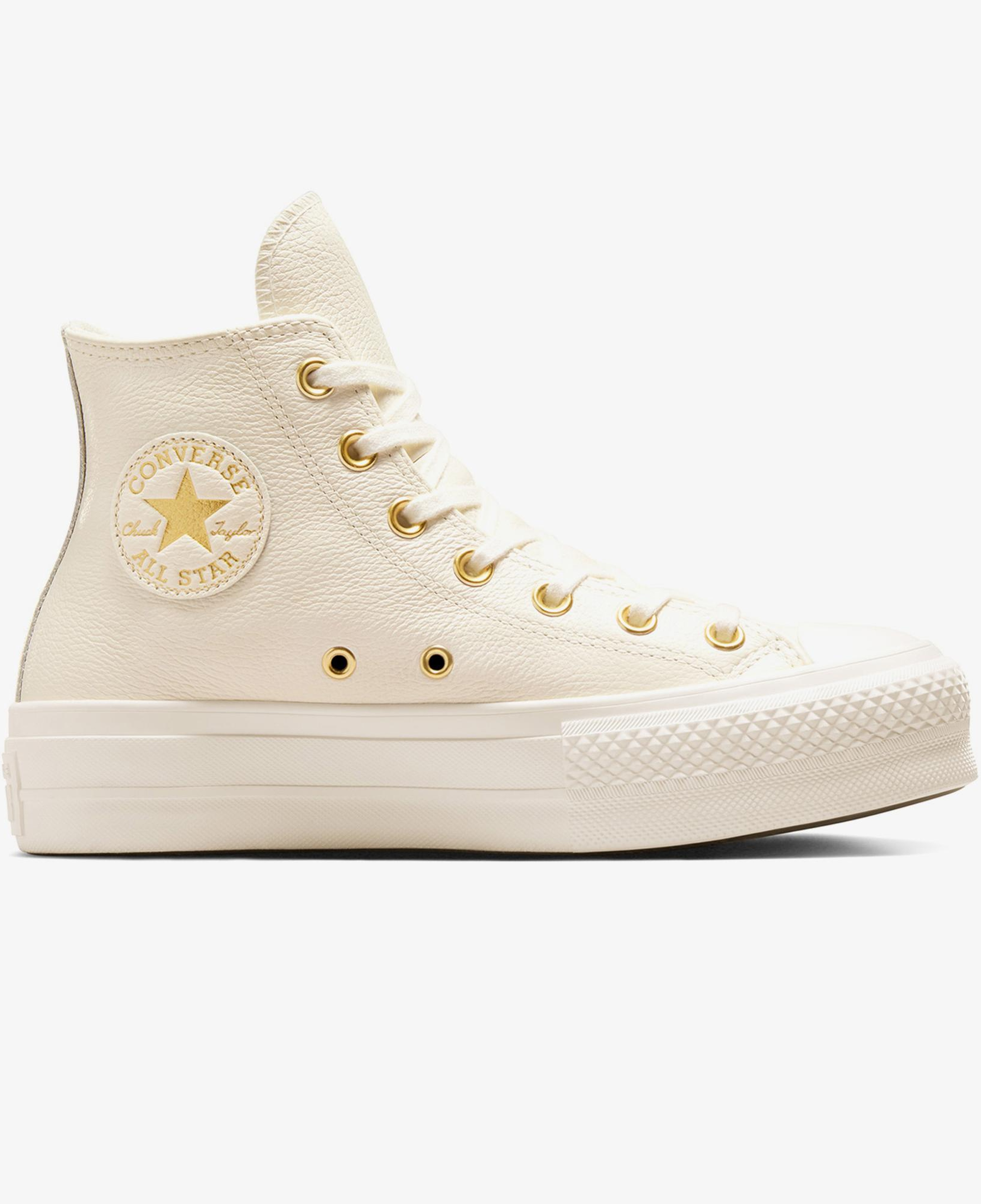 Converse Chuck Taylor All Star Lift Kadın Krem Deri Platform Sneaker