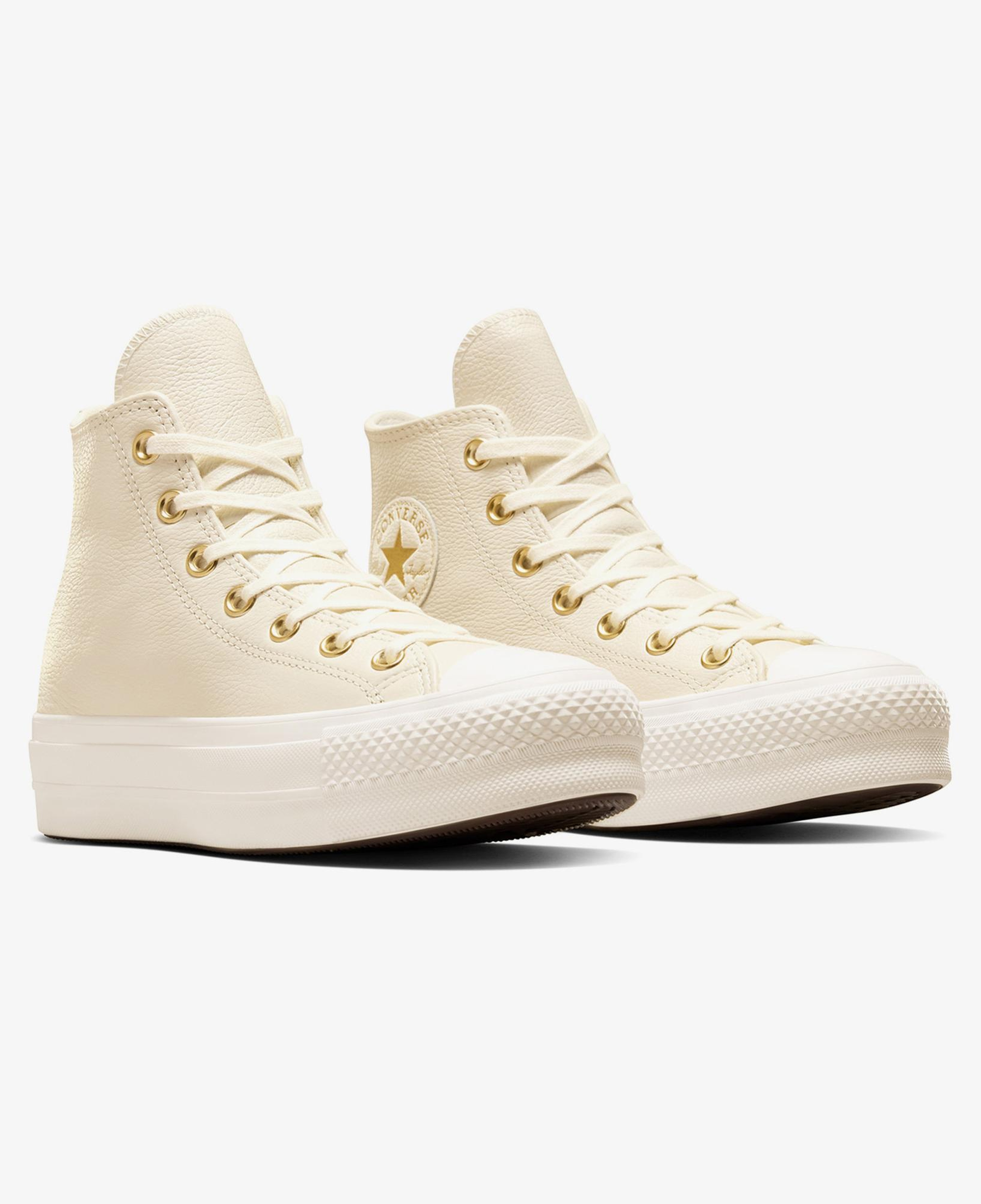 Converse Chuck Taylor All Star Lift Kadın Krem Deri Platform Sneaker