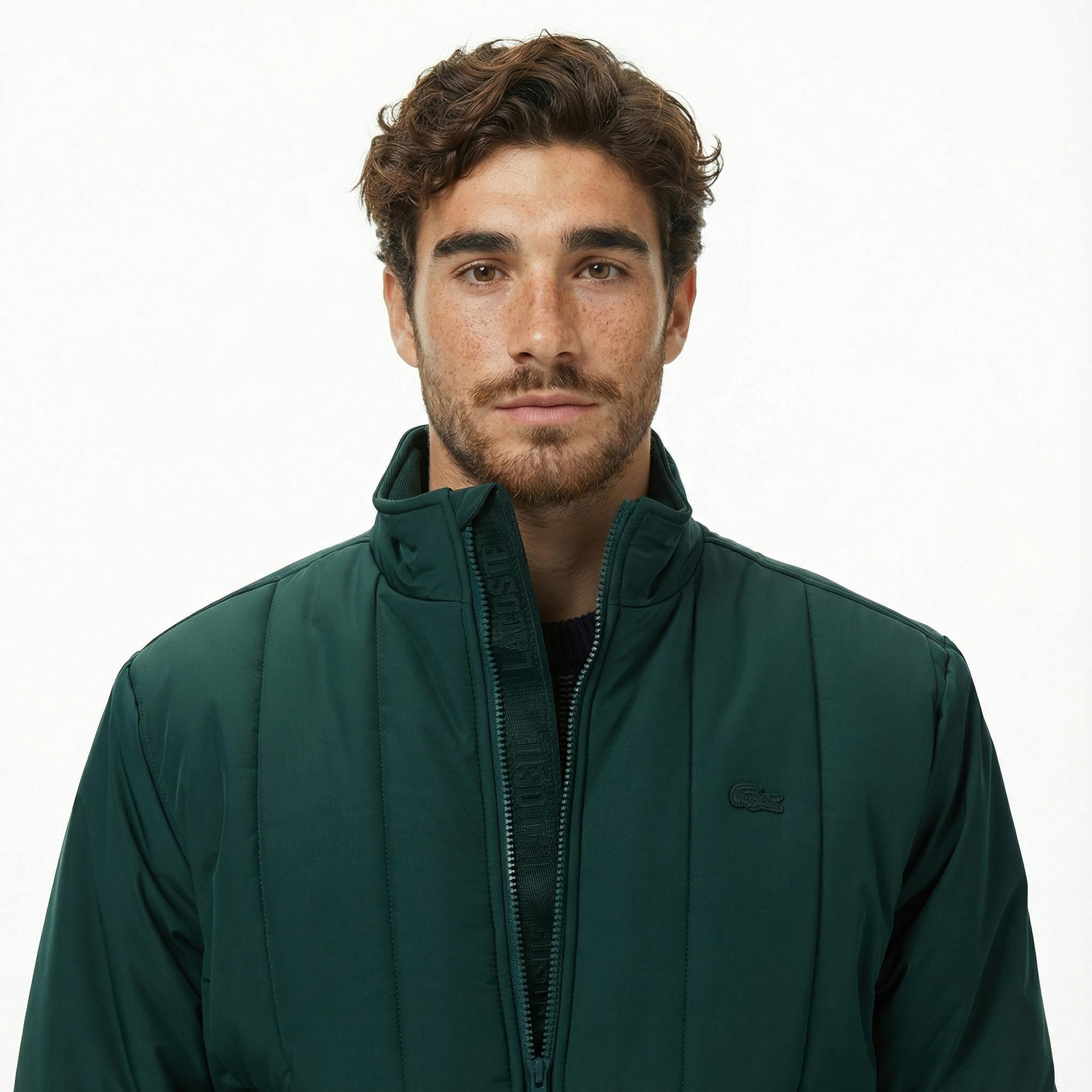 Lacoste Erkek Dik Yaka Koyu Yeşil Mont