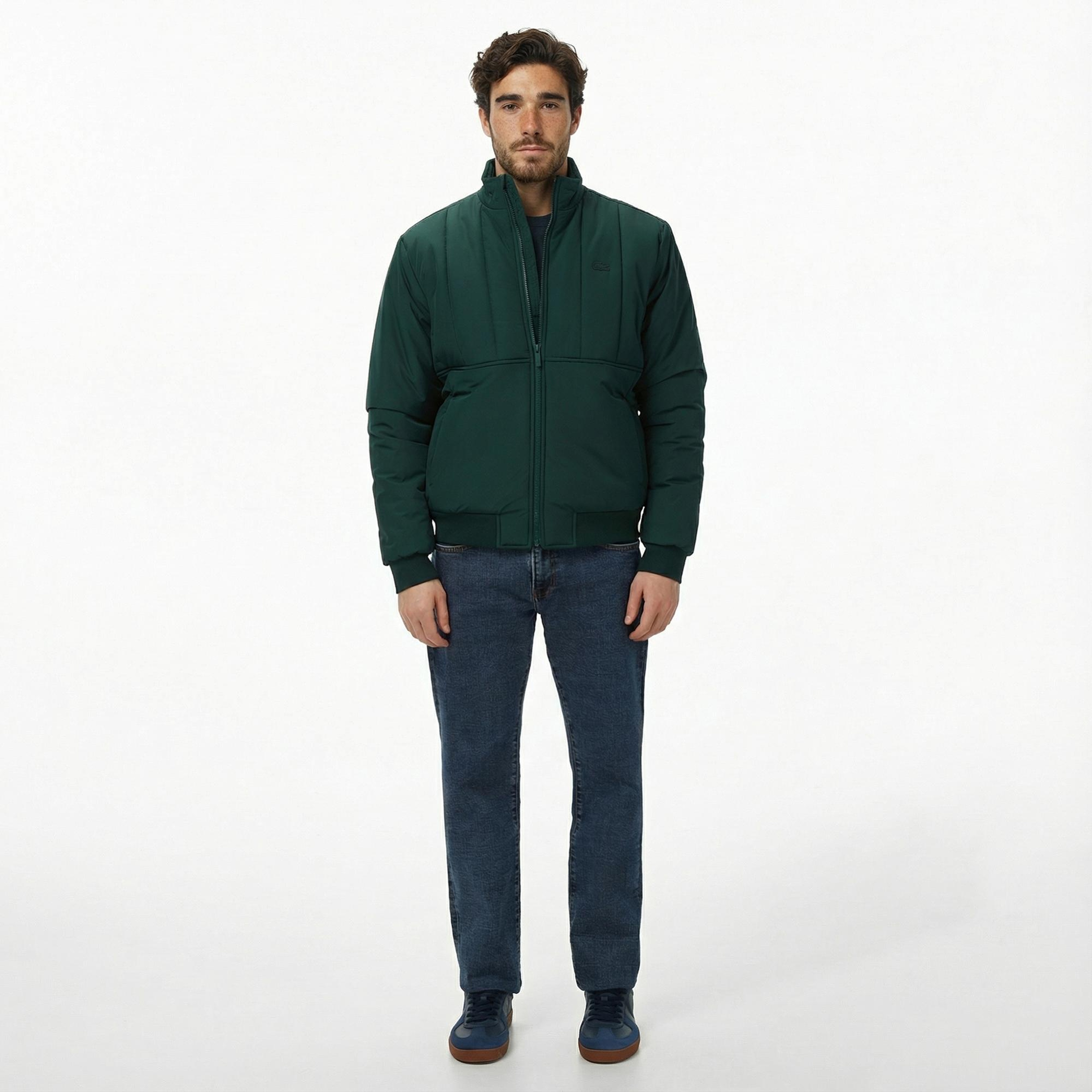 Lacoste Erkek Dik Yaka Koyu Yeşil Mont