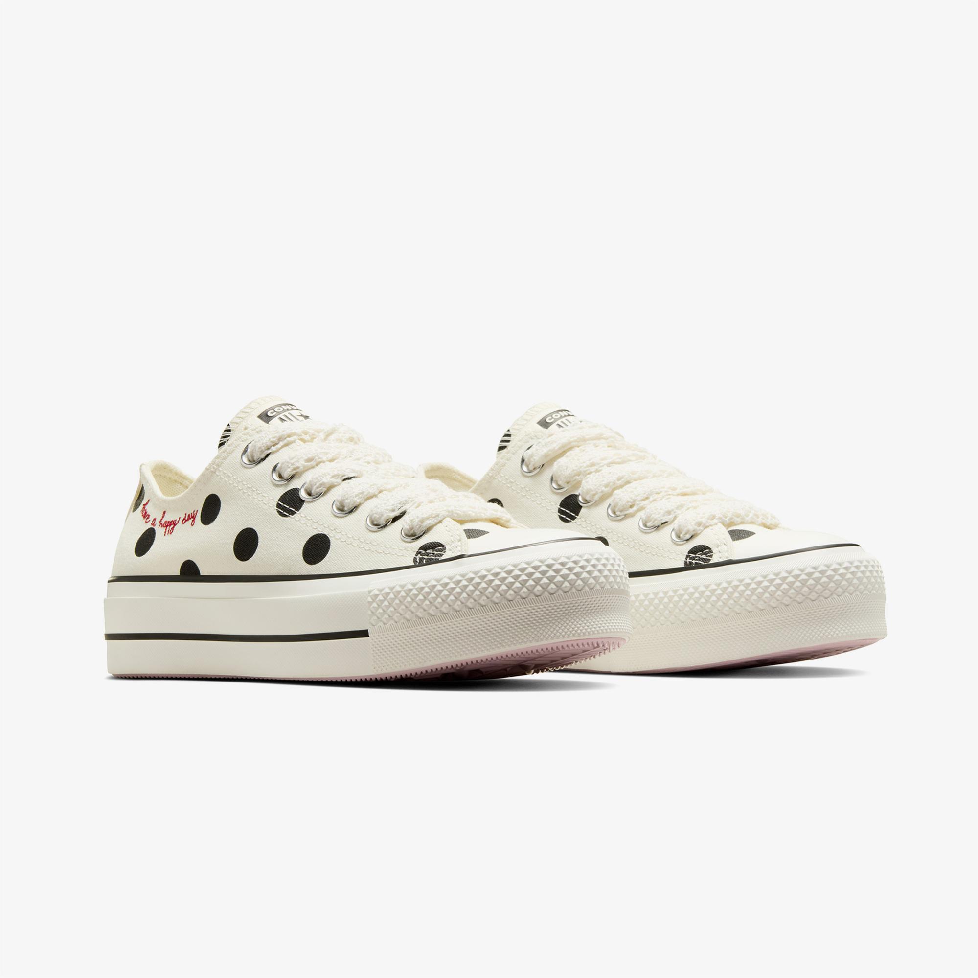 Converse Chuck Taylor All Star Lift Polka Dots Kadın Krem Platform Sneaker