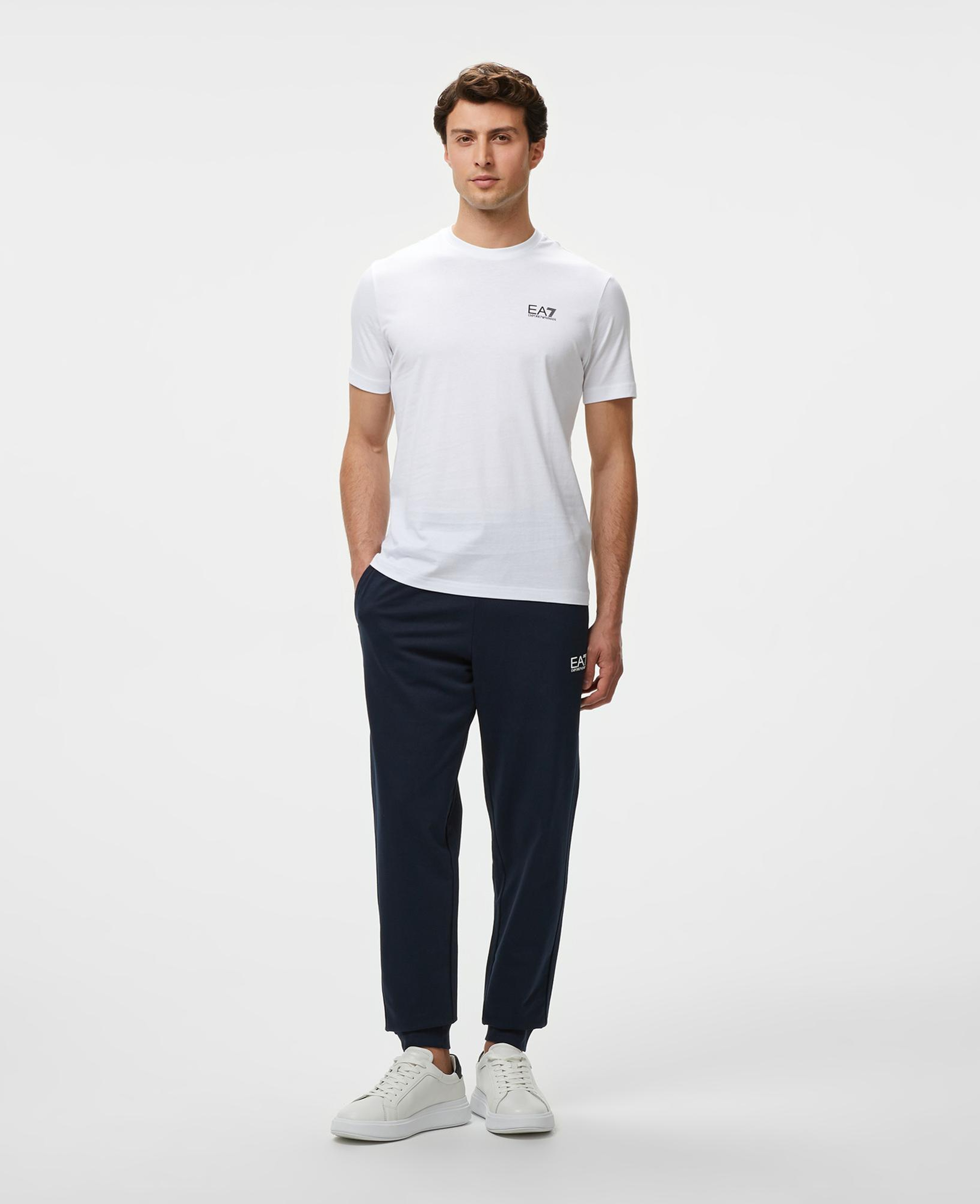 EA7 Erkek Beyaz Bisiklet Yaka T-Shirt