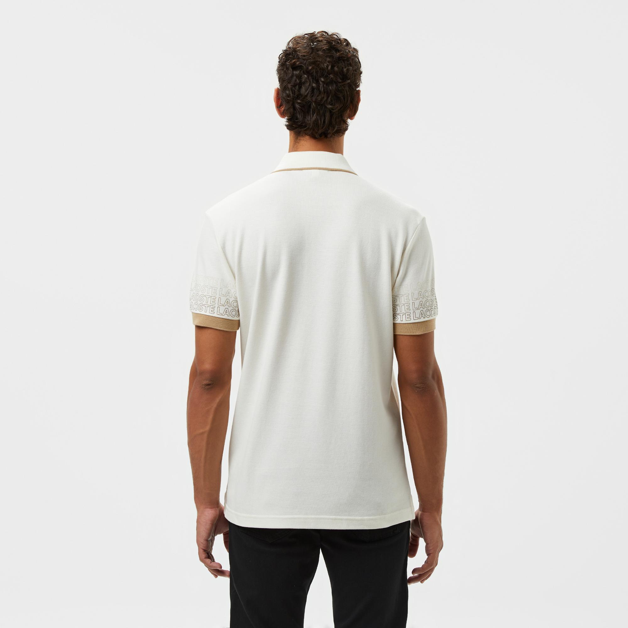 Lacoste Loose Fit Erkek Baskılı Beyaz Polo