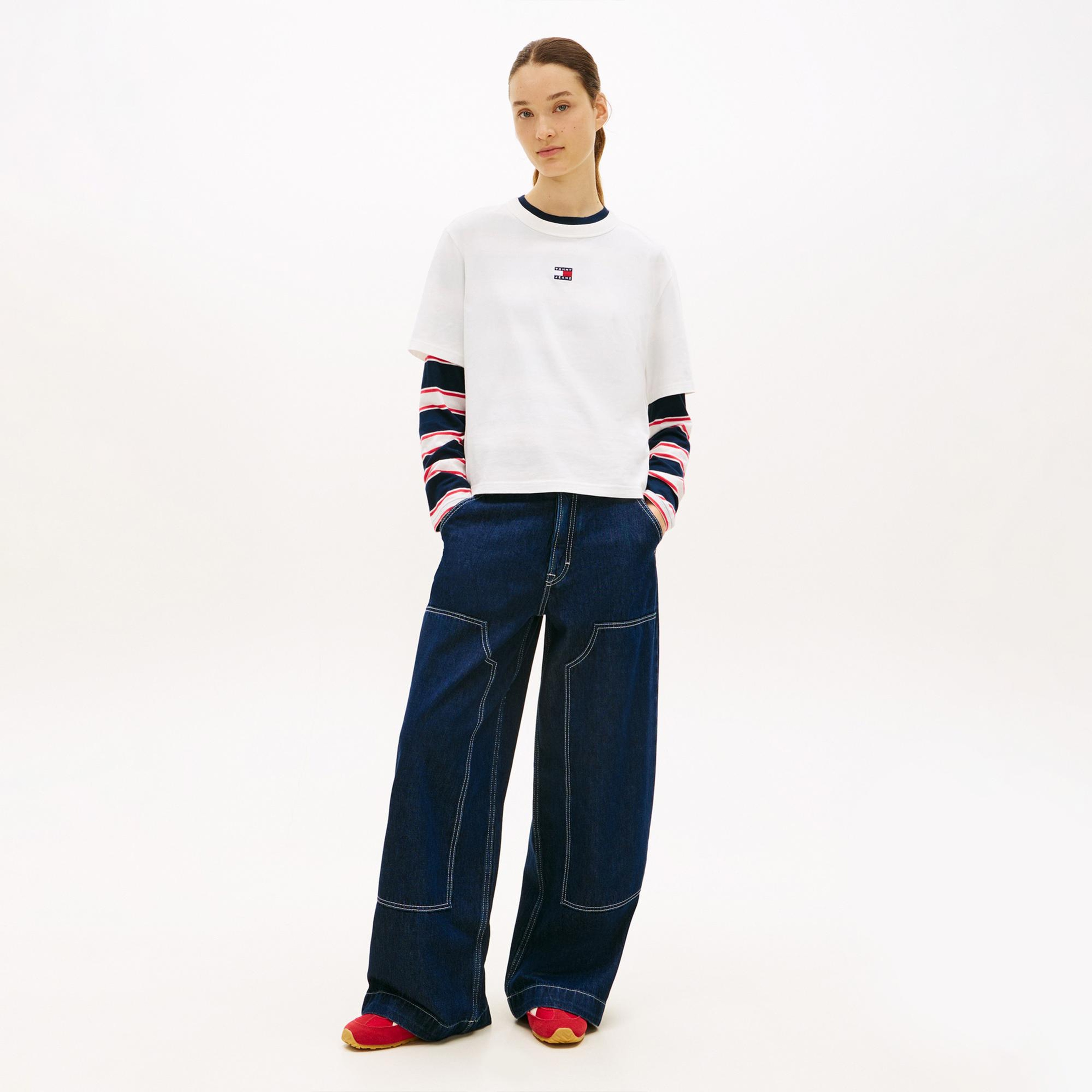 Tommy Hilfiger Badge Kadın Beyaz T-Shirt