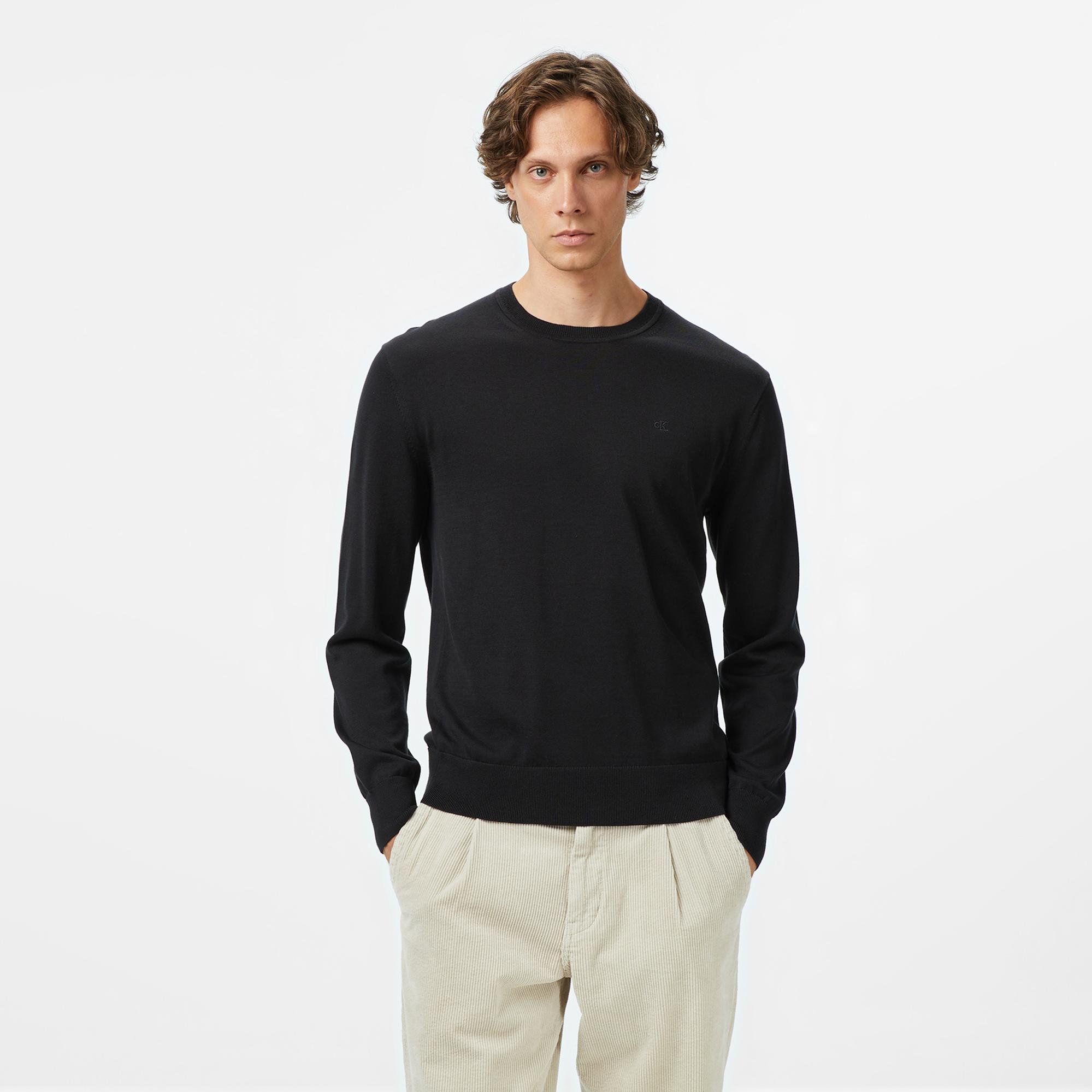 Calvin Klein Supima Cotton Crew Erkek Siyah Triko