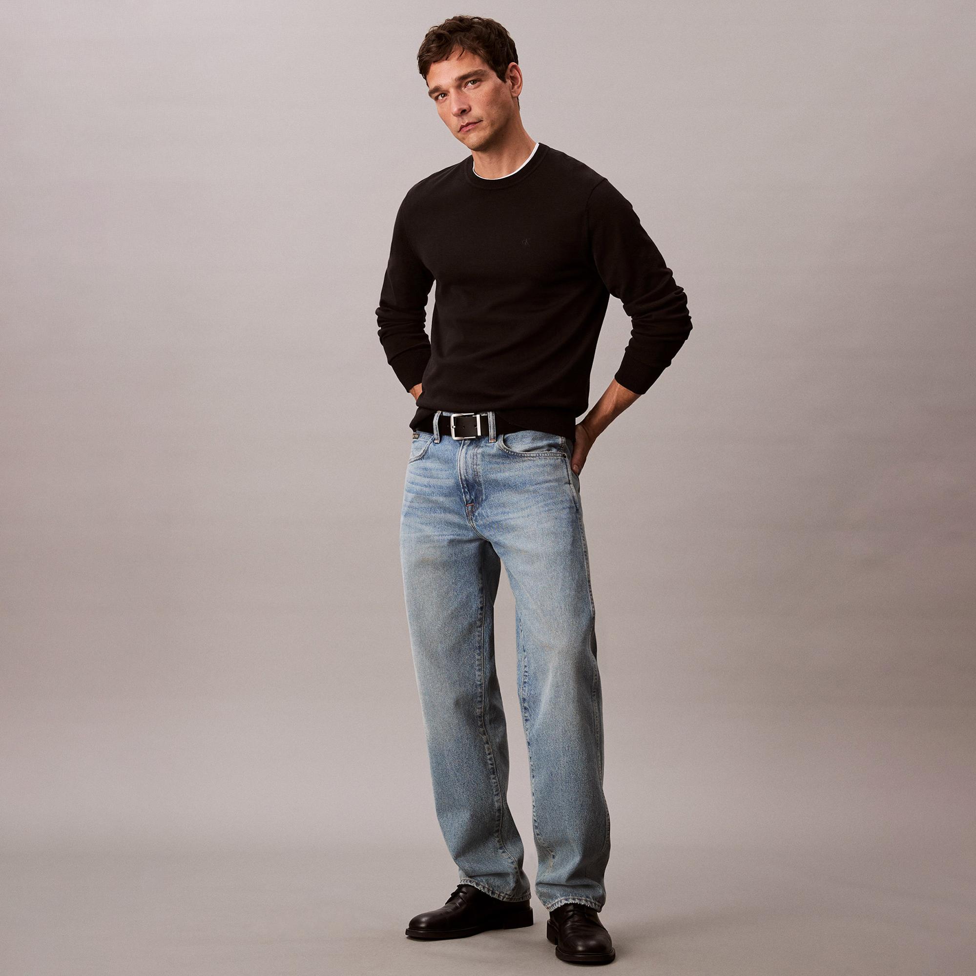 Calvin Klein Supima Cotton Crew Erkek Siyah Triko