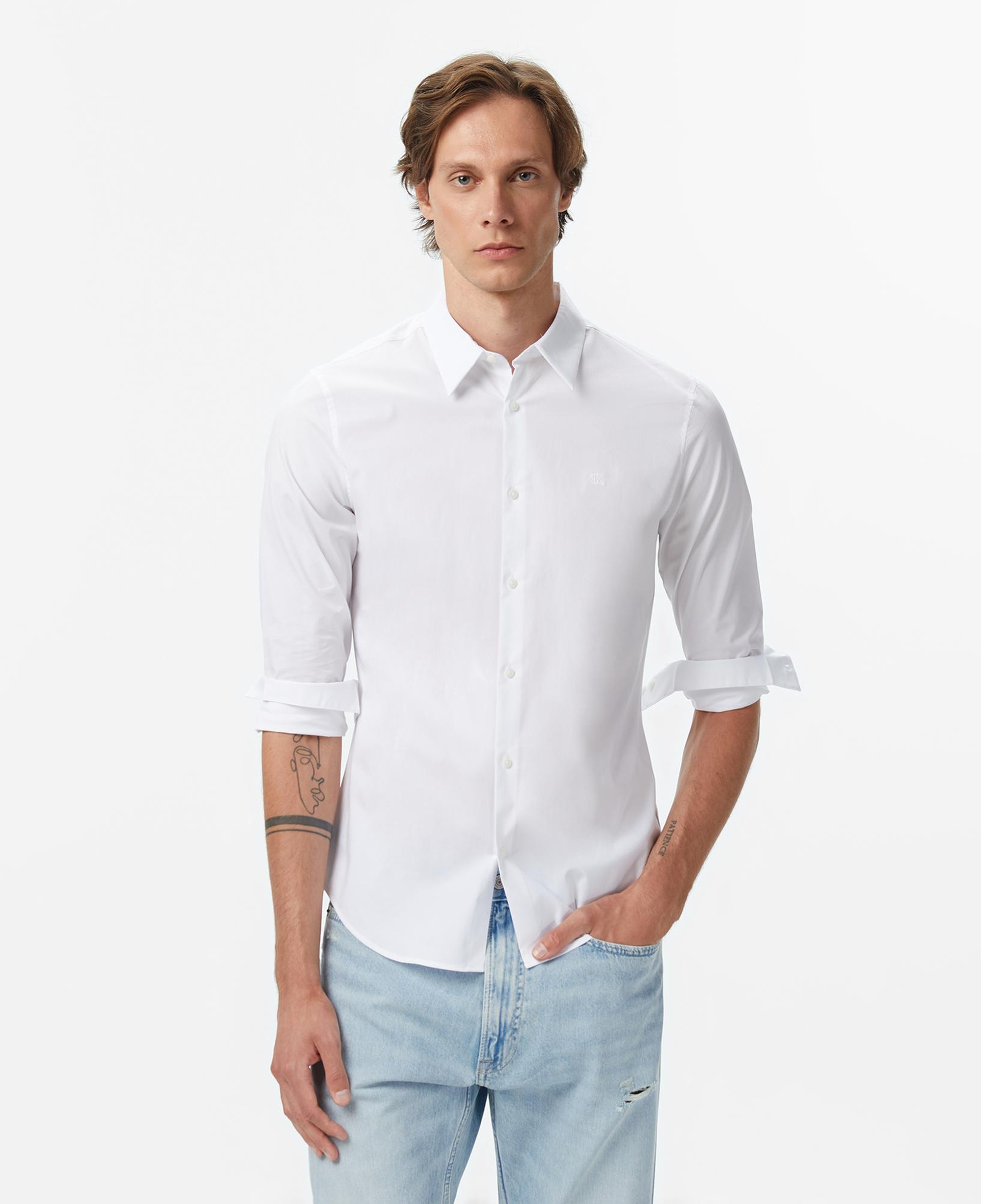 Calvin Klein Solid Slim Erkek Beyaz Gömlek