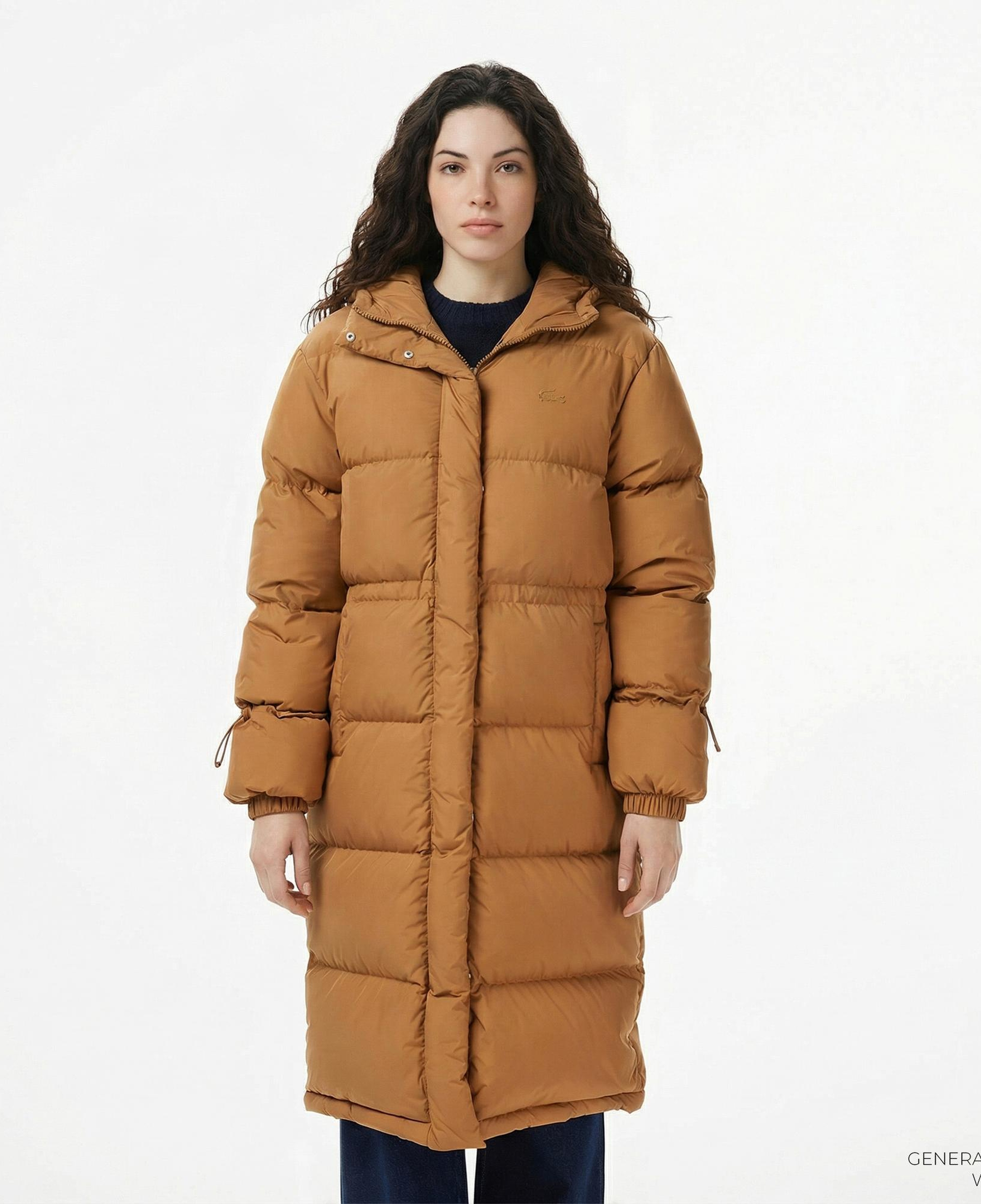 Lacoste Kadın Kapüşonlu Açık Kahverengi Mont