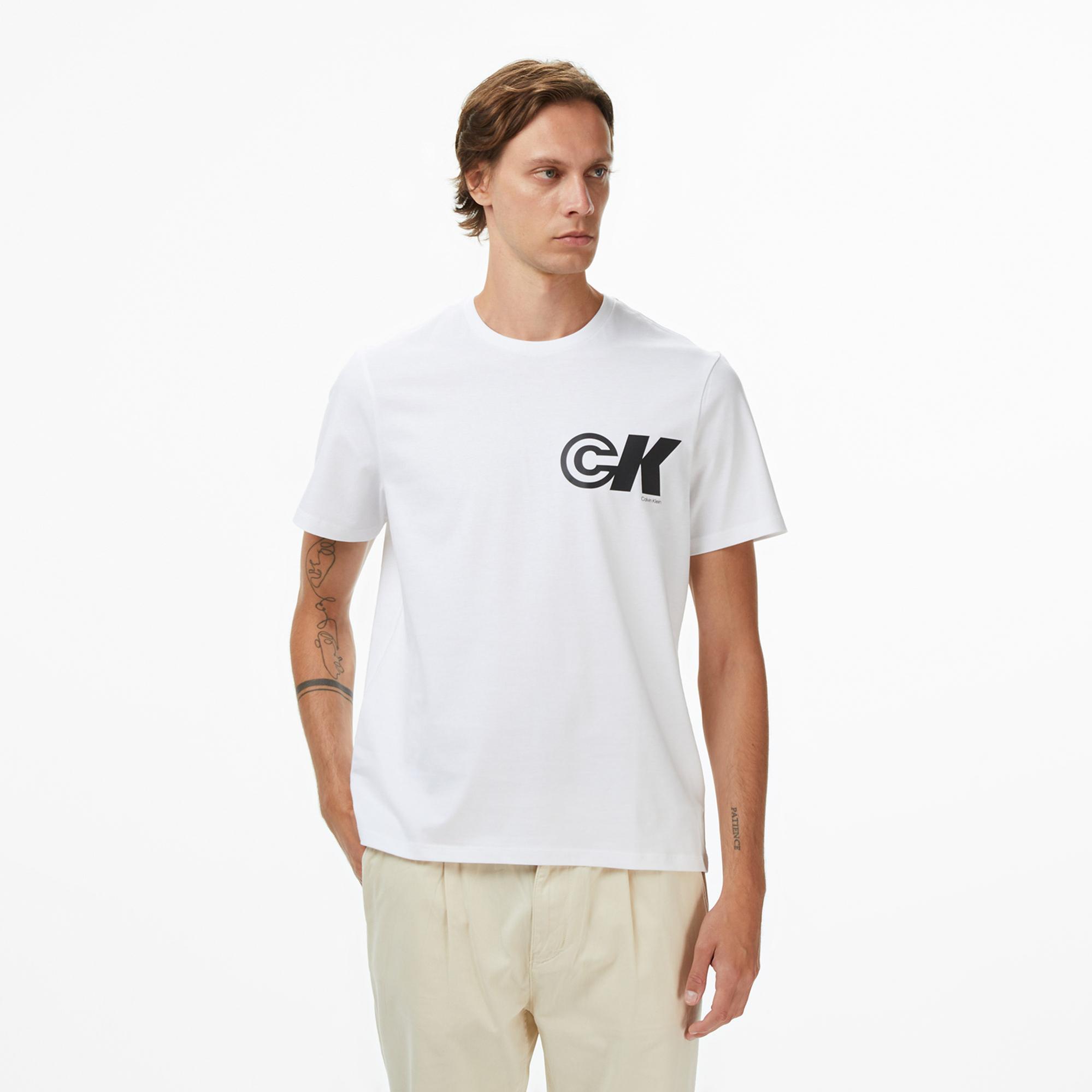 Calvin Klein Sport Logo Graphic Erkek Beyaz T-Shirt