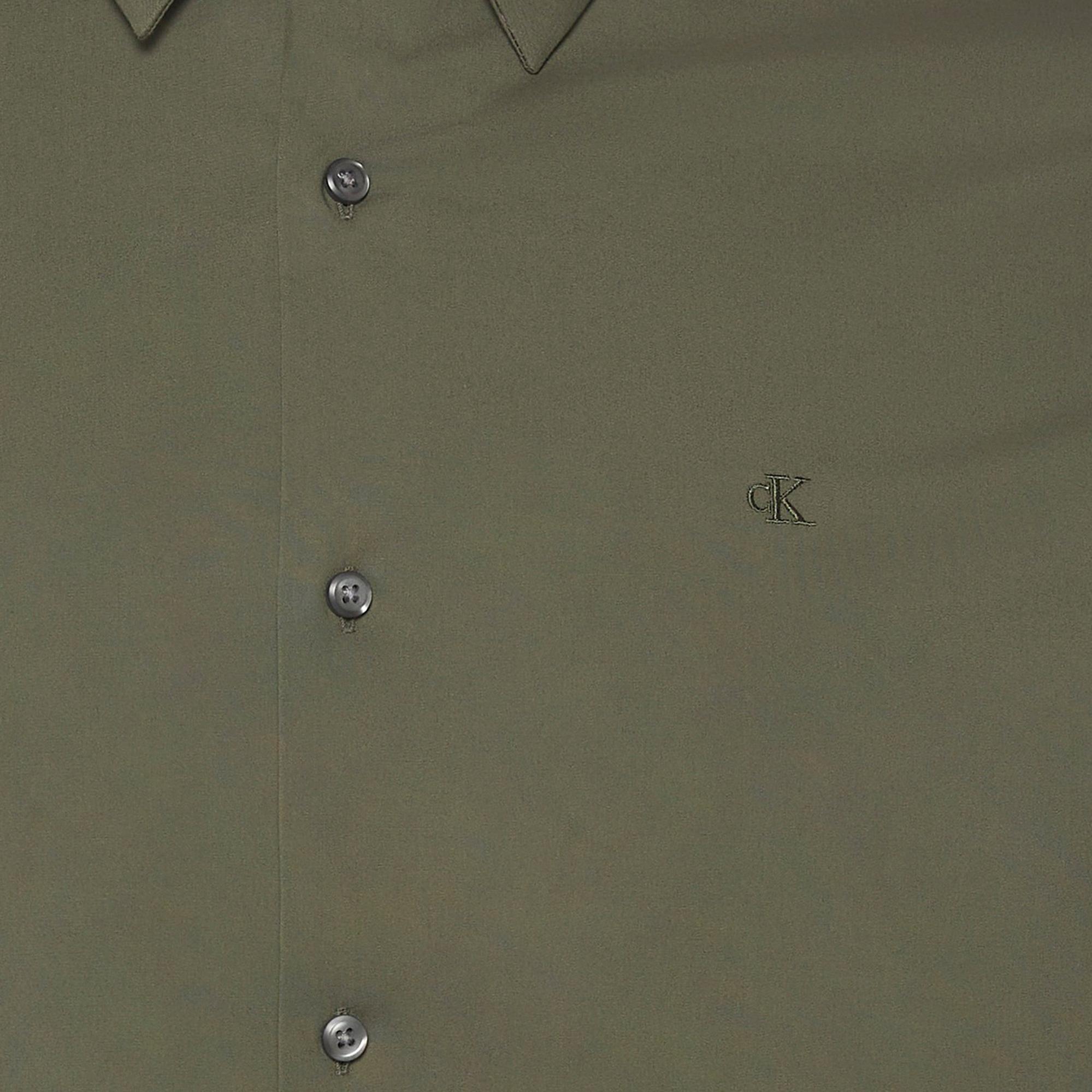 Calvin Klein Solid Stretch Classic Erkek Haki Gömlek