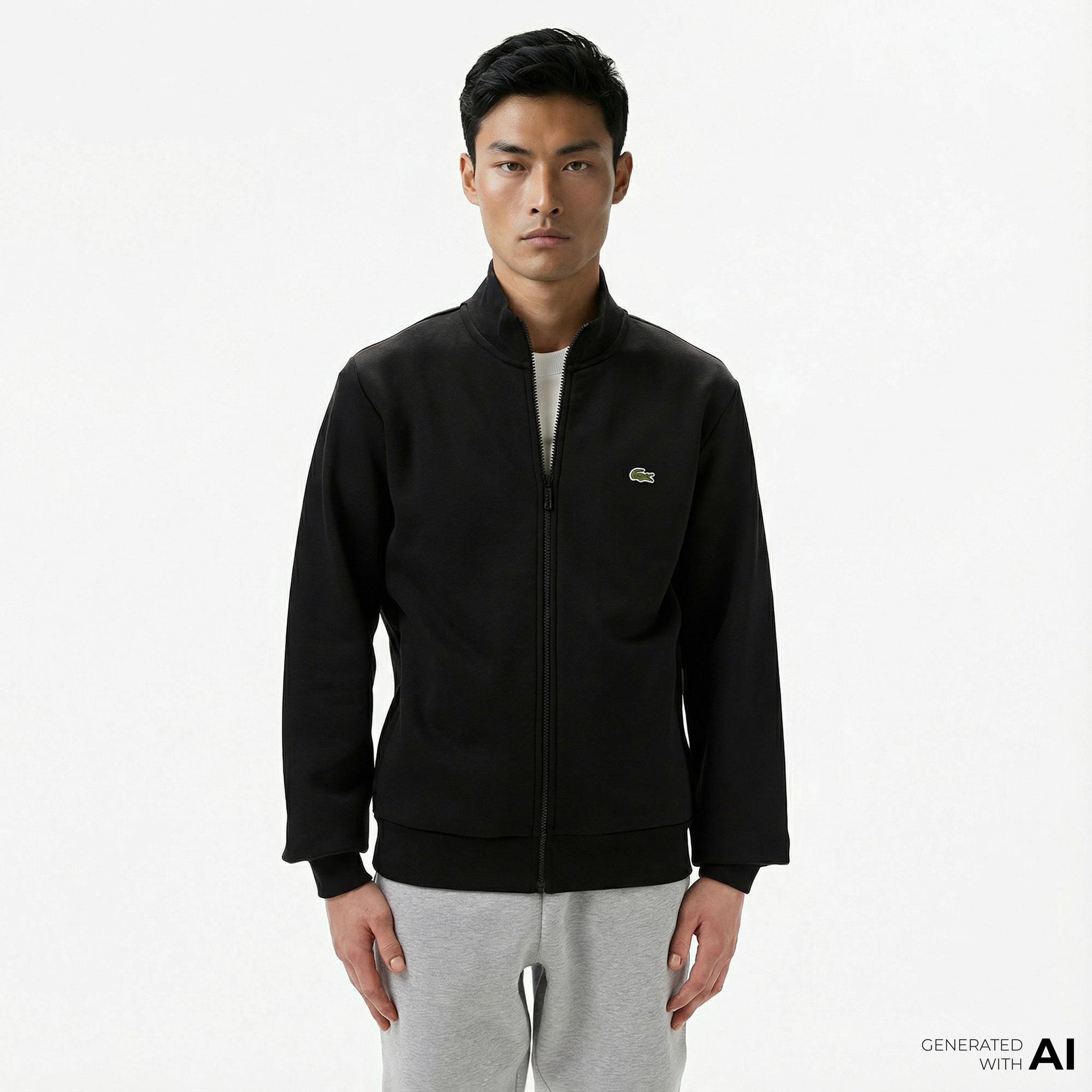 Lacoste Erkek Regular Fit Fermuarlı Siyah Sweatshirt