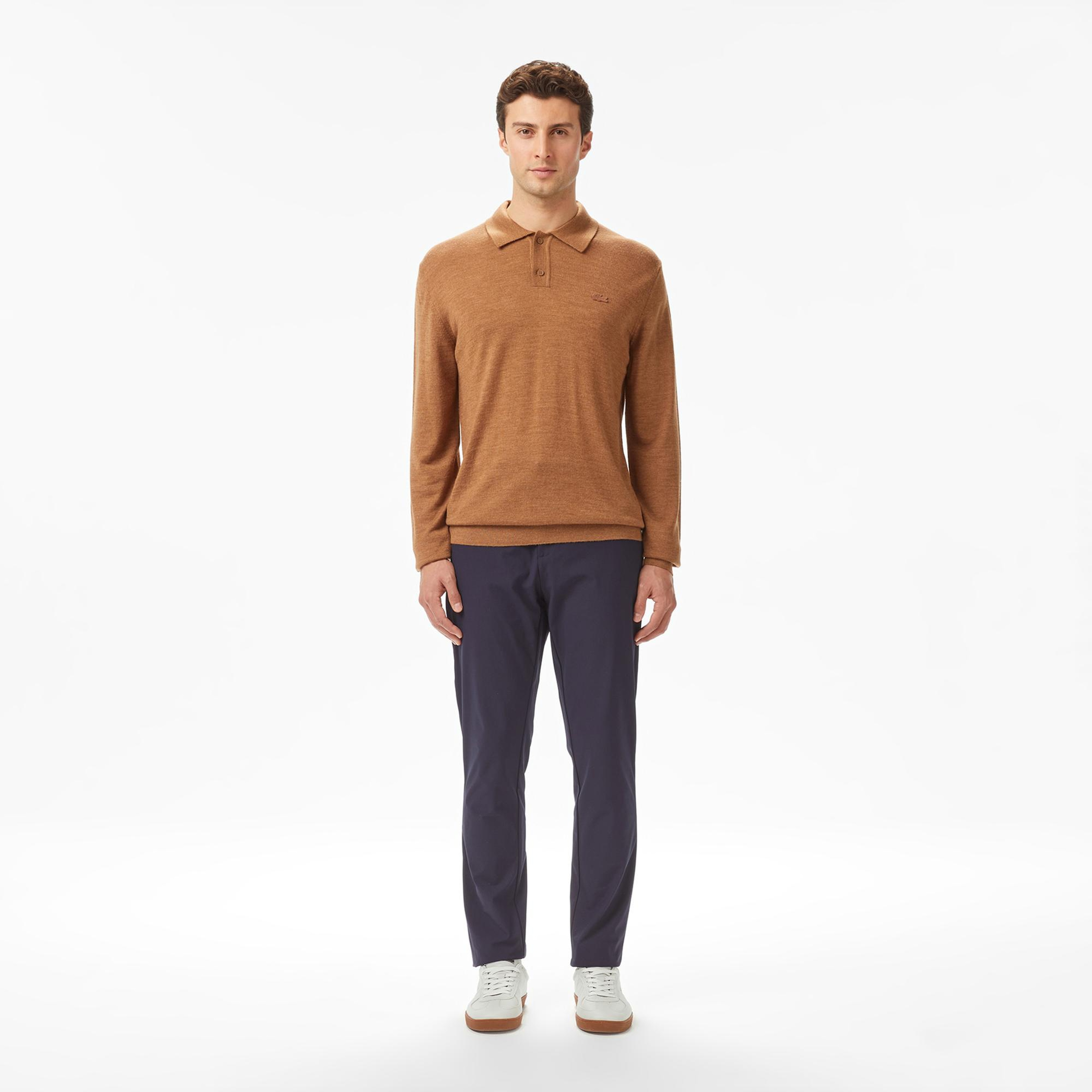 Lacoste Erkek Classic Fit Polo Yaka Kahverengi Kazak