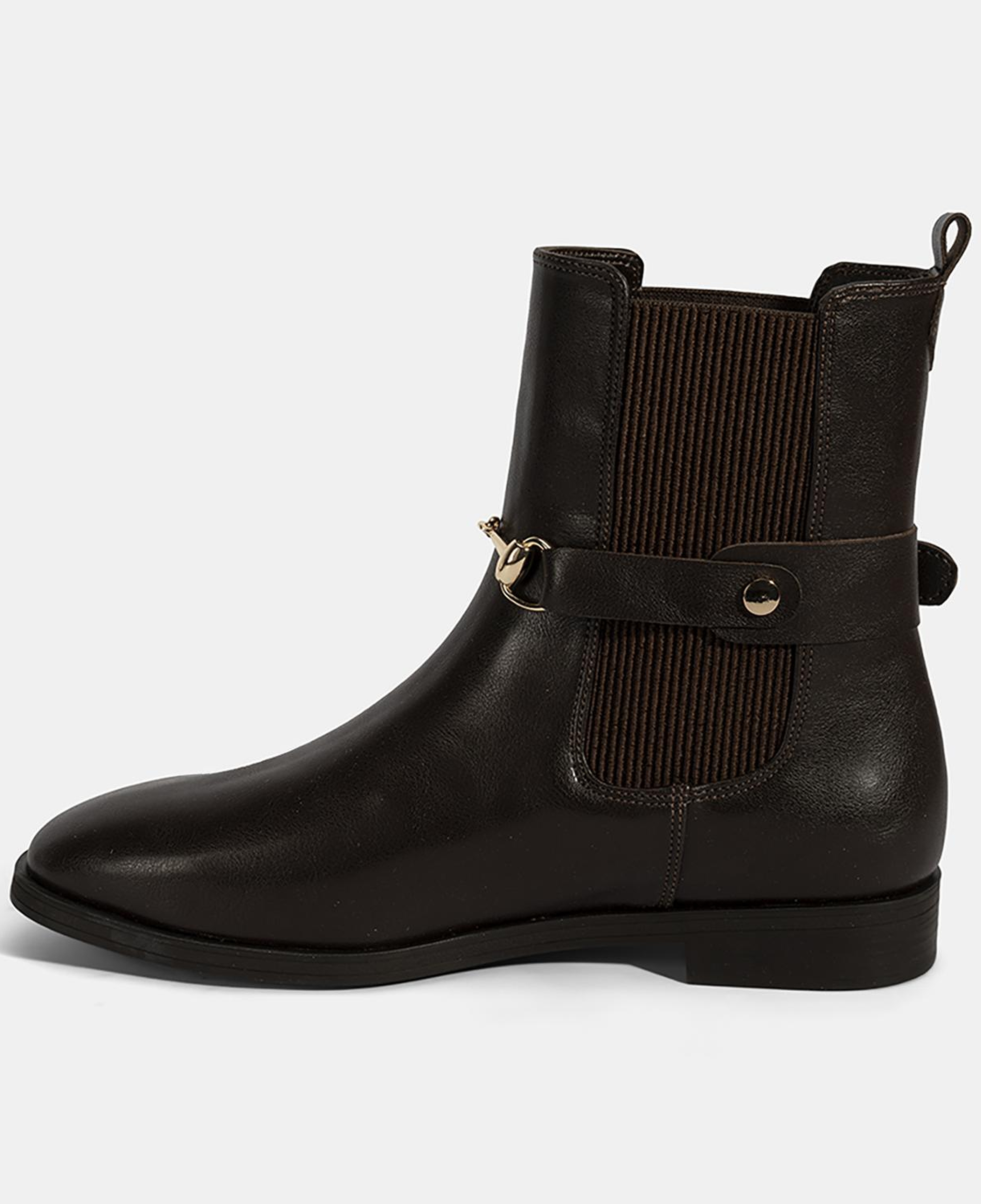 Kadın Kahve Metal Toka Aksesuarlı Bot