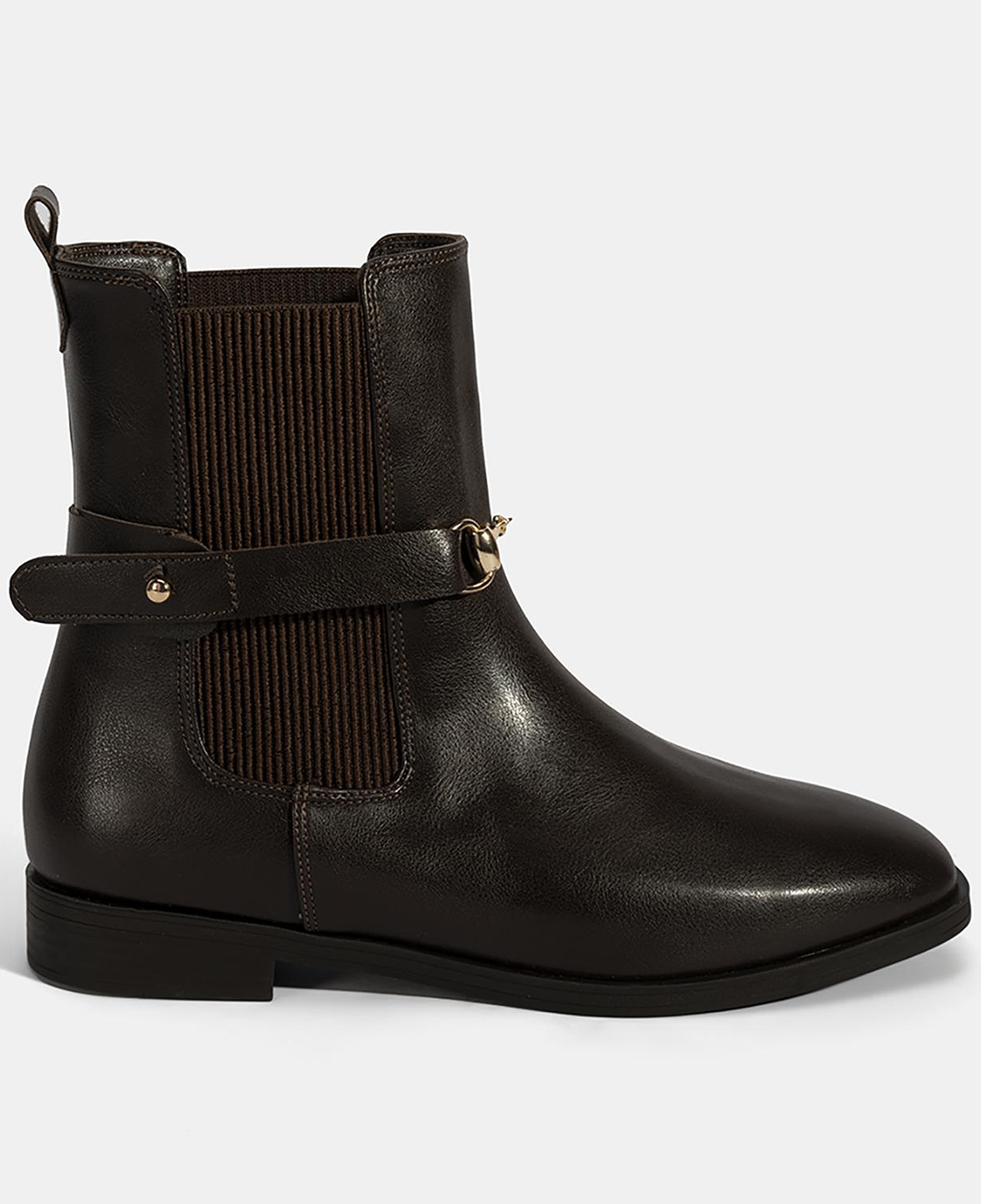 Kadın Kahve Metal Toka Aksesuarlı Bot