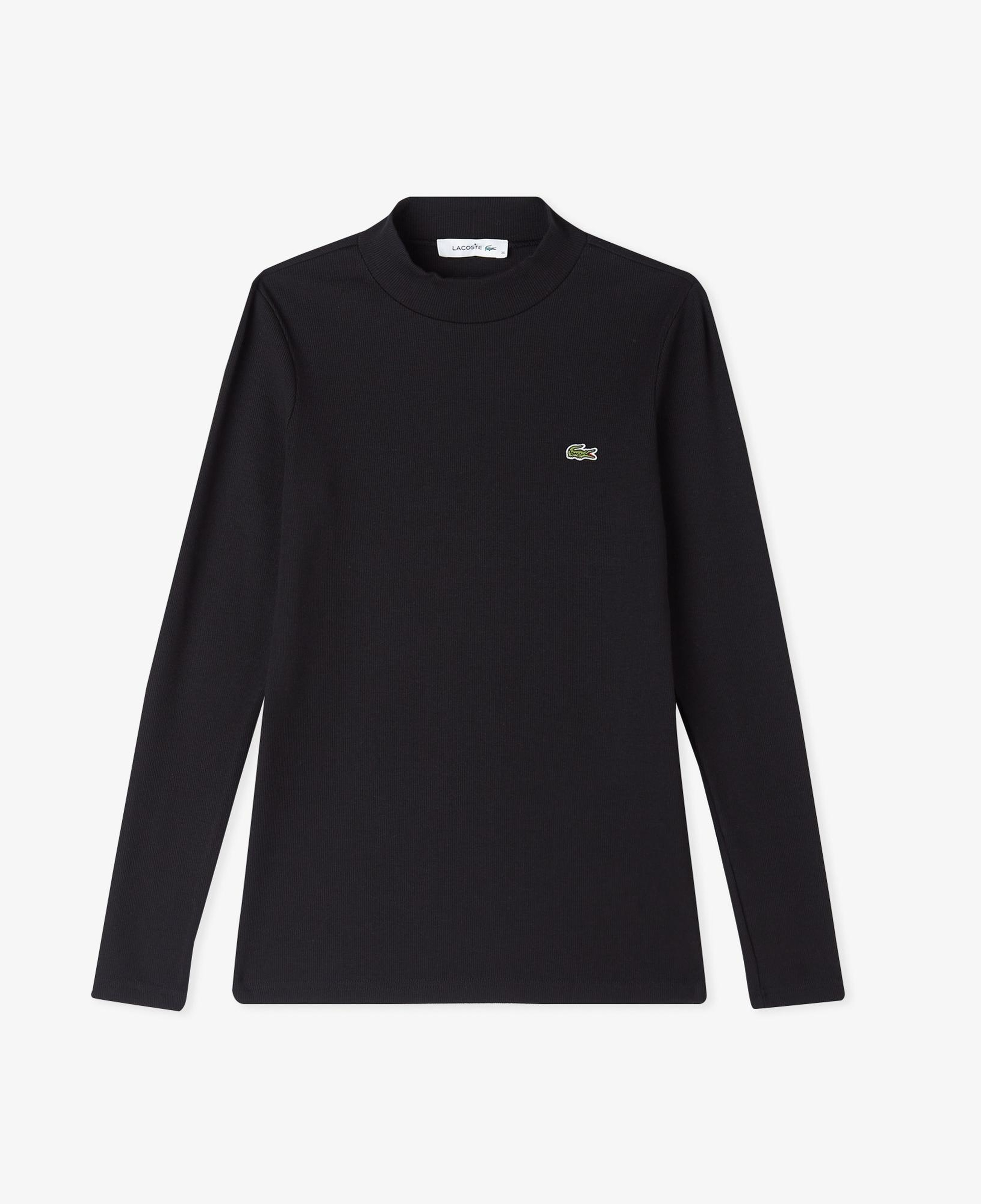 Lacoste Kadın Slim Fit Uzun Kollu Bisiklet Yaka Siyah T-Shirt